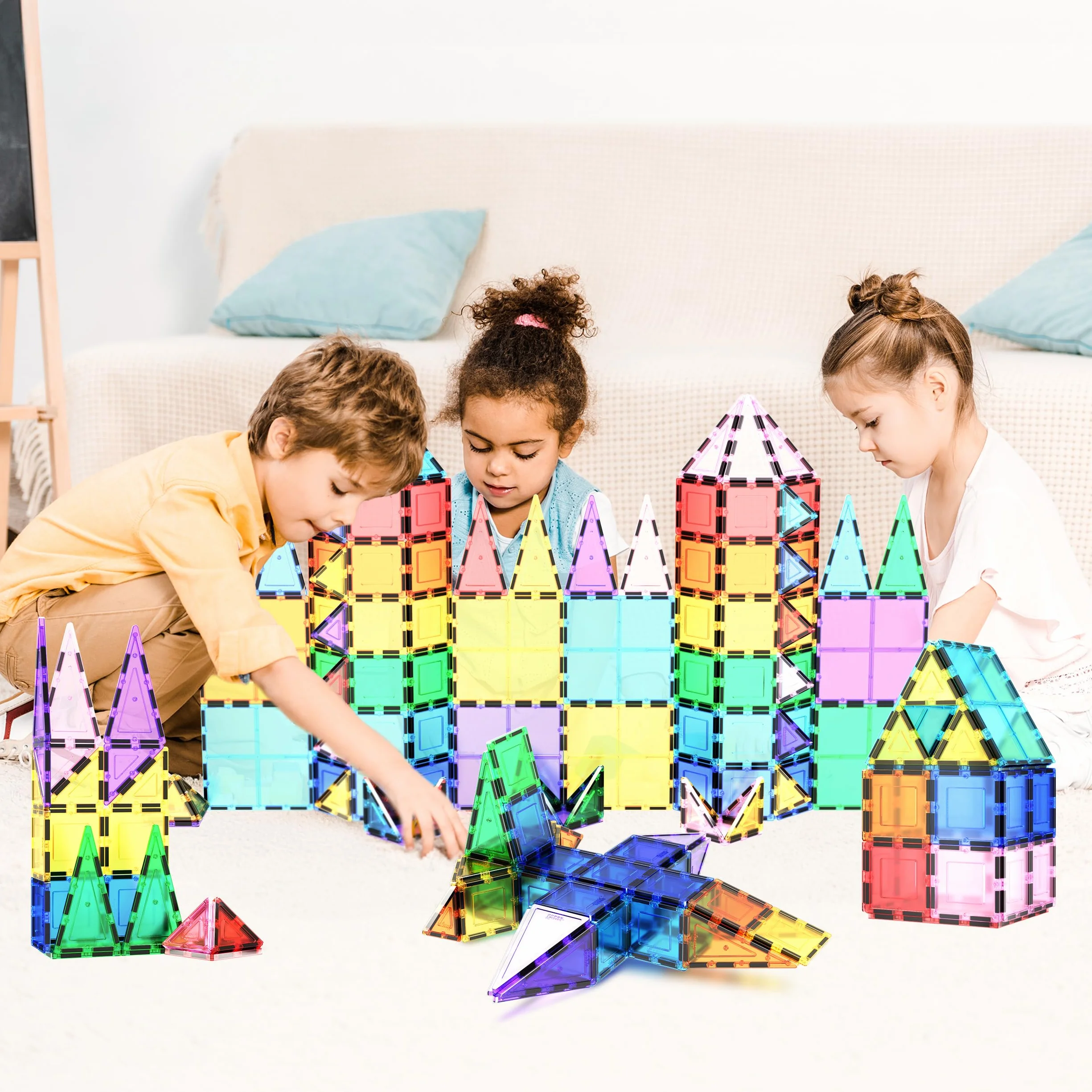 PicassoTiles 100 Pezzi Set 100 Pezzi Piastrelle Magneti Costruzioni Trasparenti Blocchi Magnetici 3D Costruzione Playboard, Creatività Oltre L'immaginazione, Ispirazione, Ricreativo