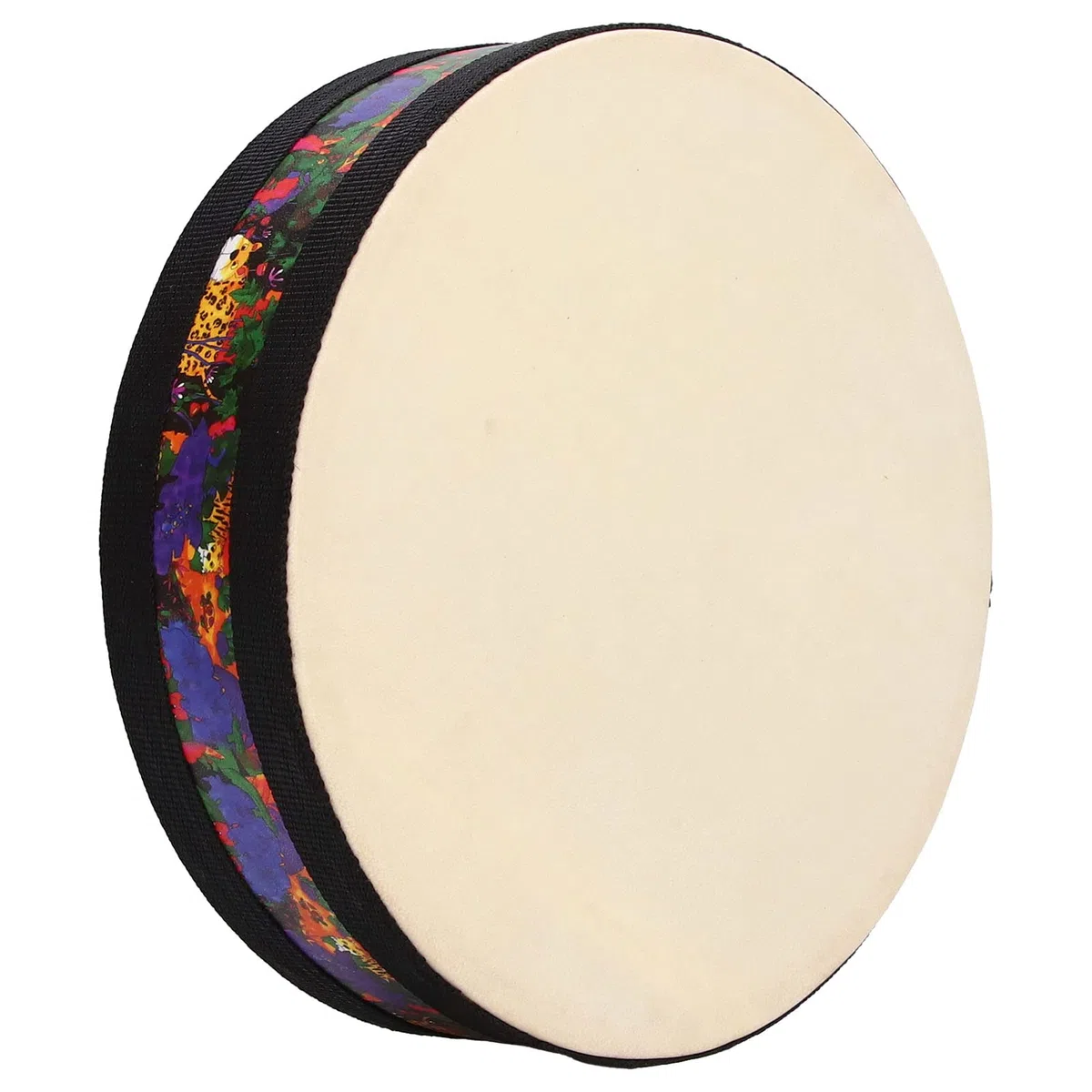 Tamburo a mano, strumento musicale Sea Sound per bambini, design unico effetto onda con sfere in acciaio, cerchio in legno e materiale in pelle di pecora, regalo perfetto per i