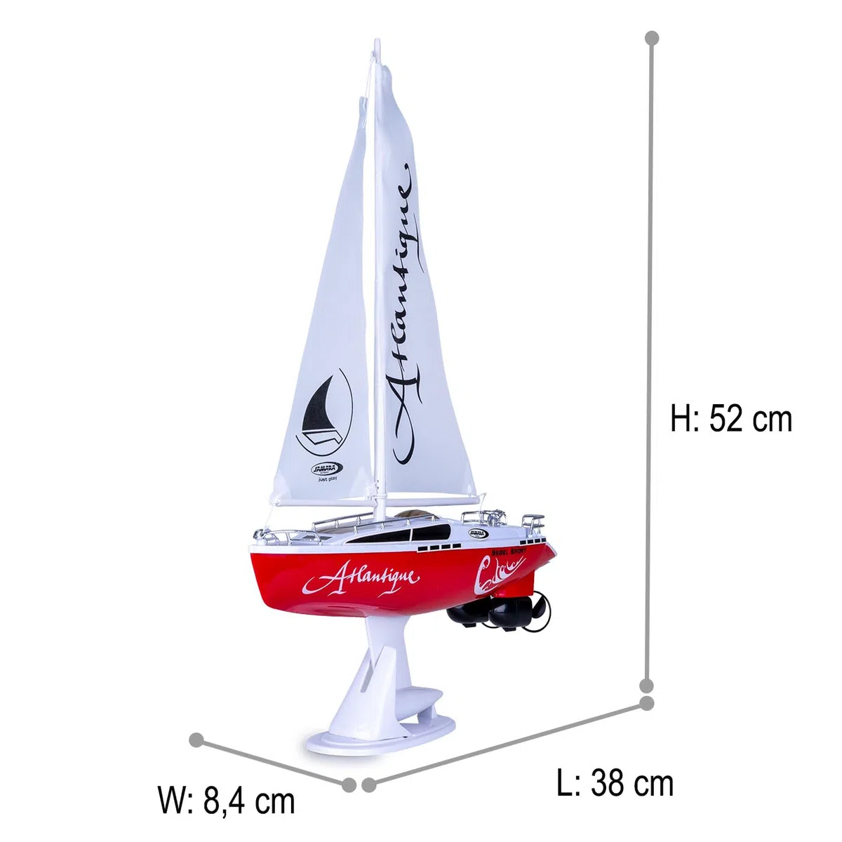 JAMARA 040250 - Barca a Velo Atlantique, 27Mhz, 2 Canali RTR, Rosso/Bianco