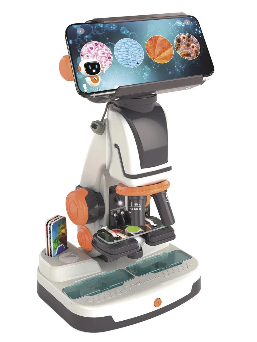 Clementoni Scienza e Gioco - Microscopio smart AI, Interattivo con Telecamera Wi-Fi, Super Microscopio con modalità Digitale e analogica, Bambini 8+ Anni, Lingua Italiana, 19387