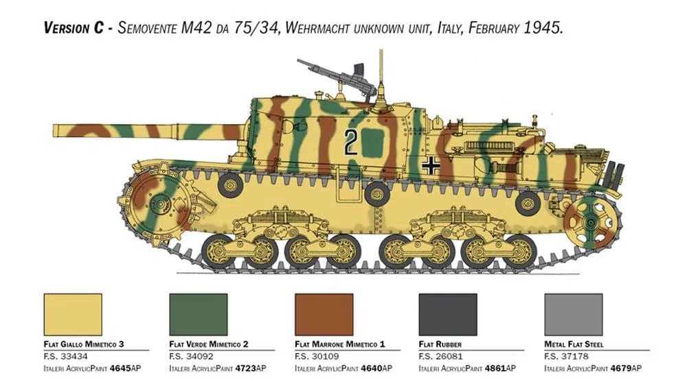 Italeri 6584 Semovente M42 da 75/34, Scala 1:35, Plastic Model Kit, Modello in Plastica da Montare, Modellismo