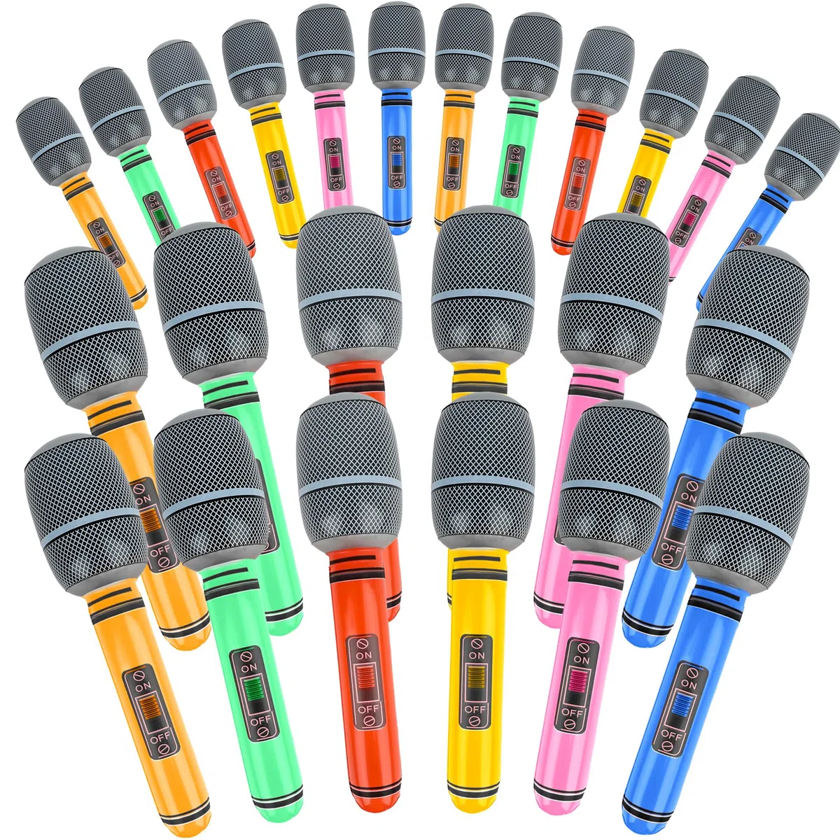 24 microfoni gonfiabili giganti in colori assortiti, giocattoli di plastica per concerti musicali feste a tema giochi di ruolo per feste di ruolo forniture per decorazioni per feste