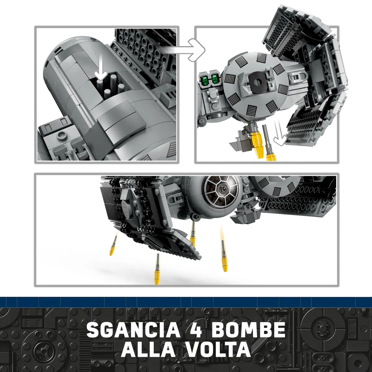 LEGO Star Wars 75347 TIE Bomber - Modello di Astronave Giocattolo con un Droide Gonk e la Minifigure di Darth Vader con Spada Laser - Regalo per Bambini da 9 Anni in su