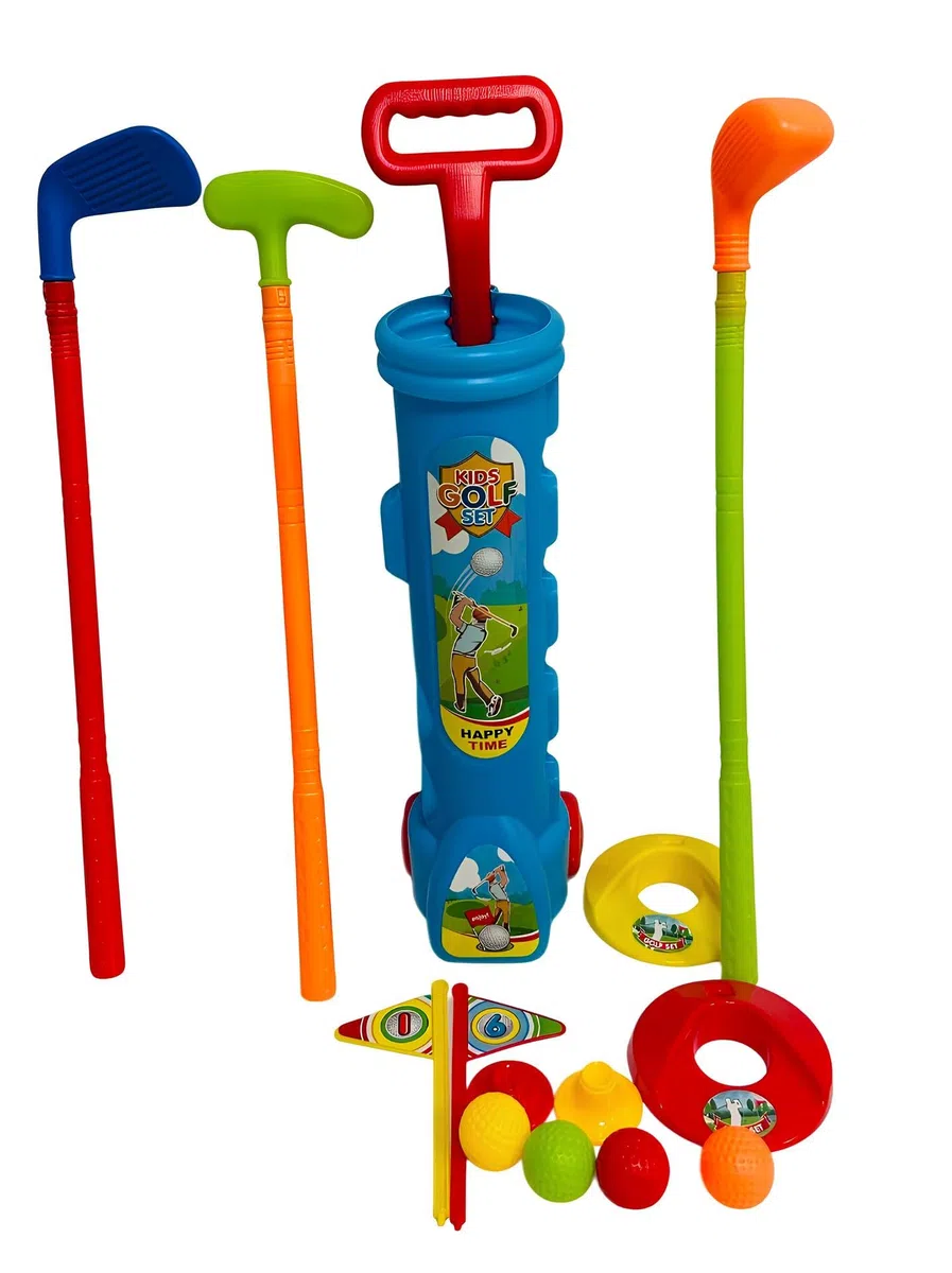 Golf Bambini Set Gioco Sacca con Ruote Trolley 3 Mazze 4 Palline 2 Buche con Bandierina 2 Tee Shot Gioco Golf Giochi Bambini Interno Esterno Giochi da Giardino Golf Giochi All'Aperto Set Mini Golf (a)