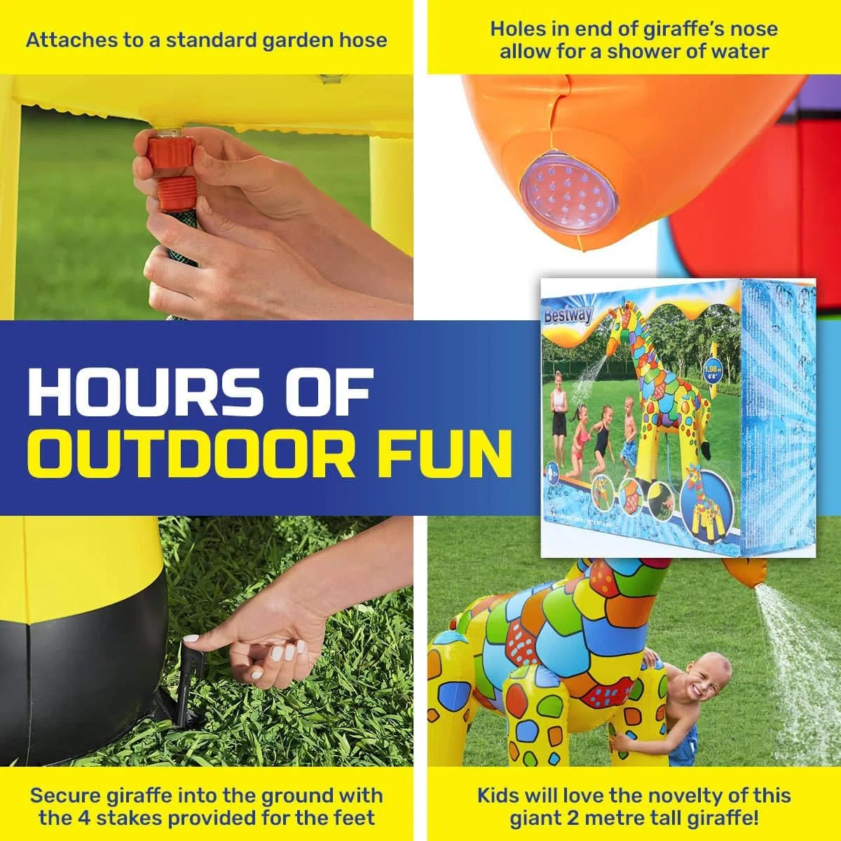 Bestway 52384 Gioco spruzza Acqua a Forma di Giraffa, 2 Anni+