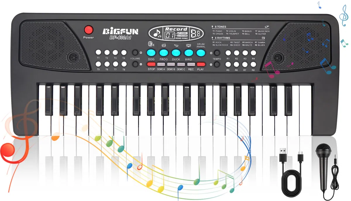 37 Tasti Pianoforte per Bambini Musicale,Tastiera Pianoforte Bambini con Microfono Tastiere Elettroniche Portatili per Principianti Giocattoli Musicali per 3 4 5 6 7 8 Anni Ragazze Ragazzi