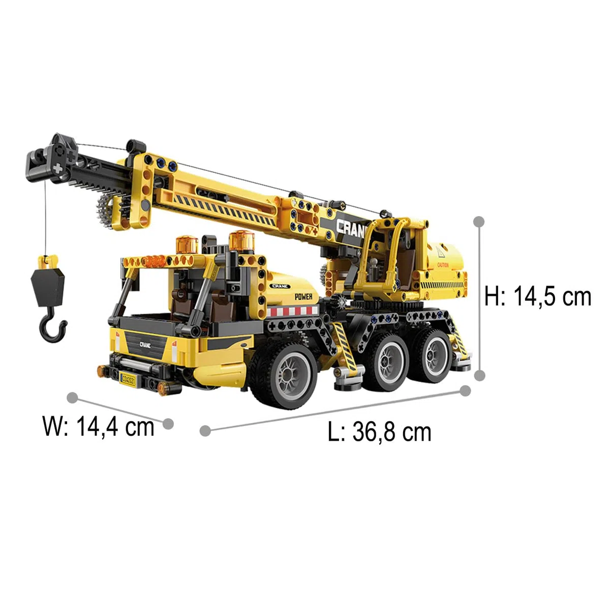 JAMARA CADA 402886 - Gru mobile per cantieri a partire dagli 8 anni, giocattolo per bambini, idea regalo per bambini, veicolo in mattoncini di serraggio, design dettagliato