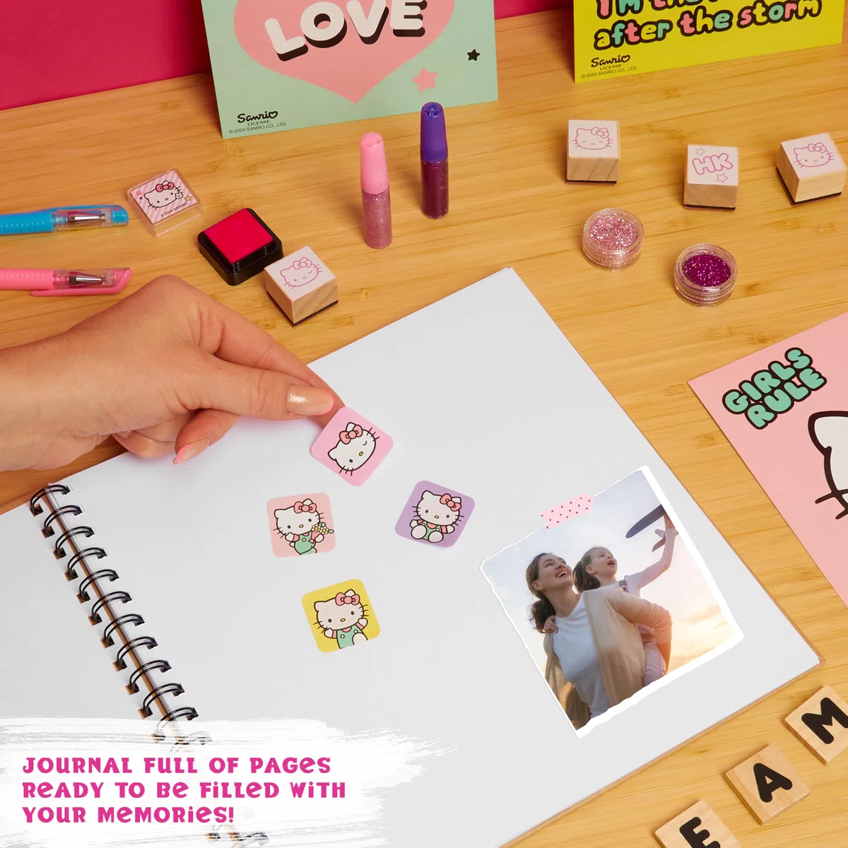 Hello Kitty Sanrio Scrapbooking Kit Bambina Set Arte con Scrapbooking Accessori Kawaii Giornale Adesivi Francobolli Penne Gel Anime Regalo Ragazza