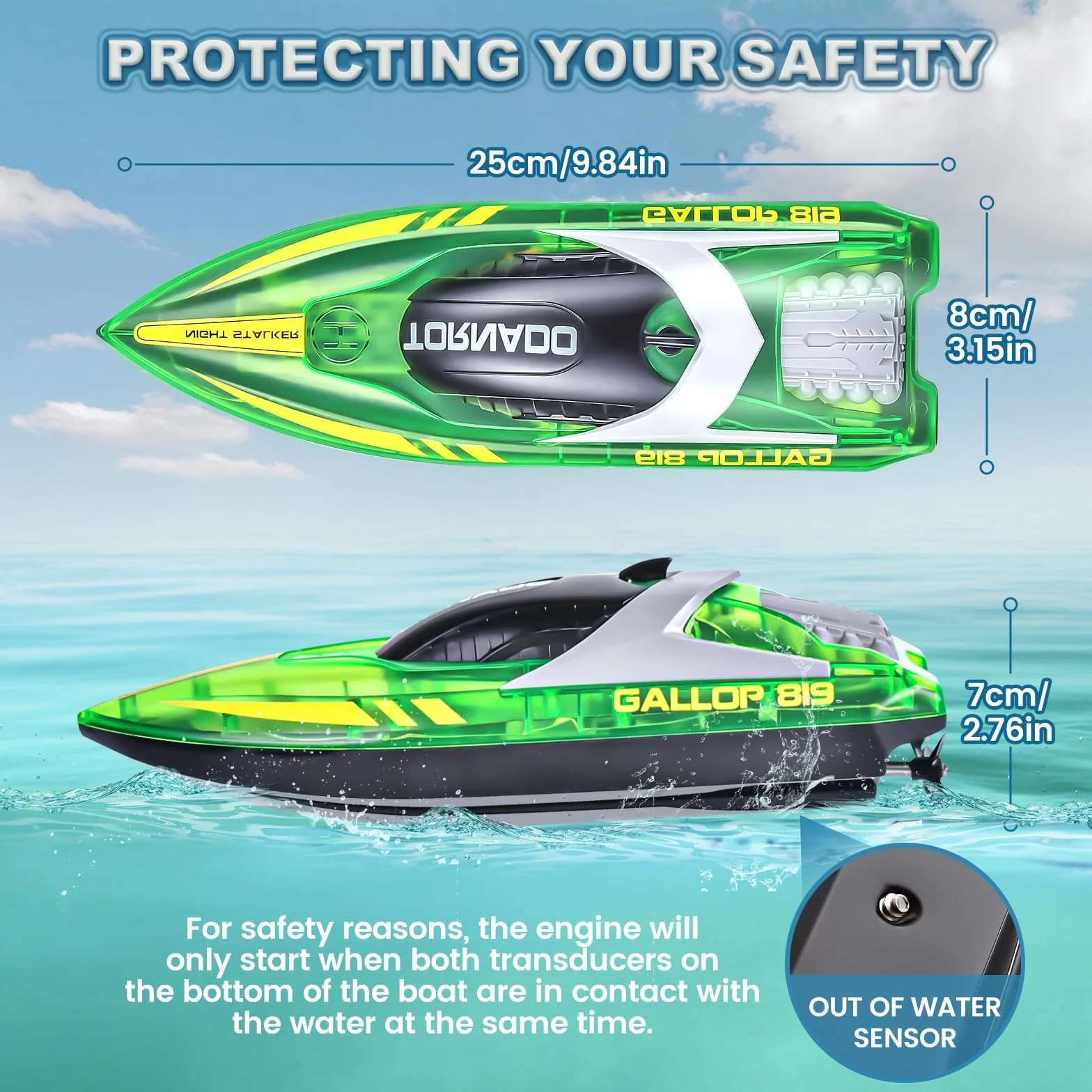 JONRRYIN Barca Telecomandata per Bambini, Impermeabile Barca RC con Luce LED, 2,4 GHz Motoscafo Elettrico per Piscine e Laghi per Bambini Adulti