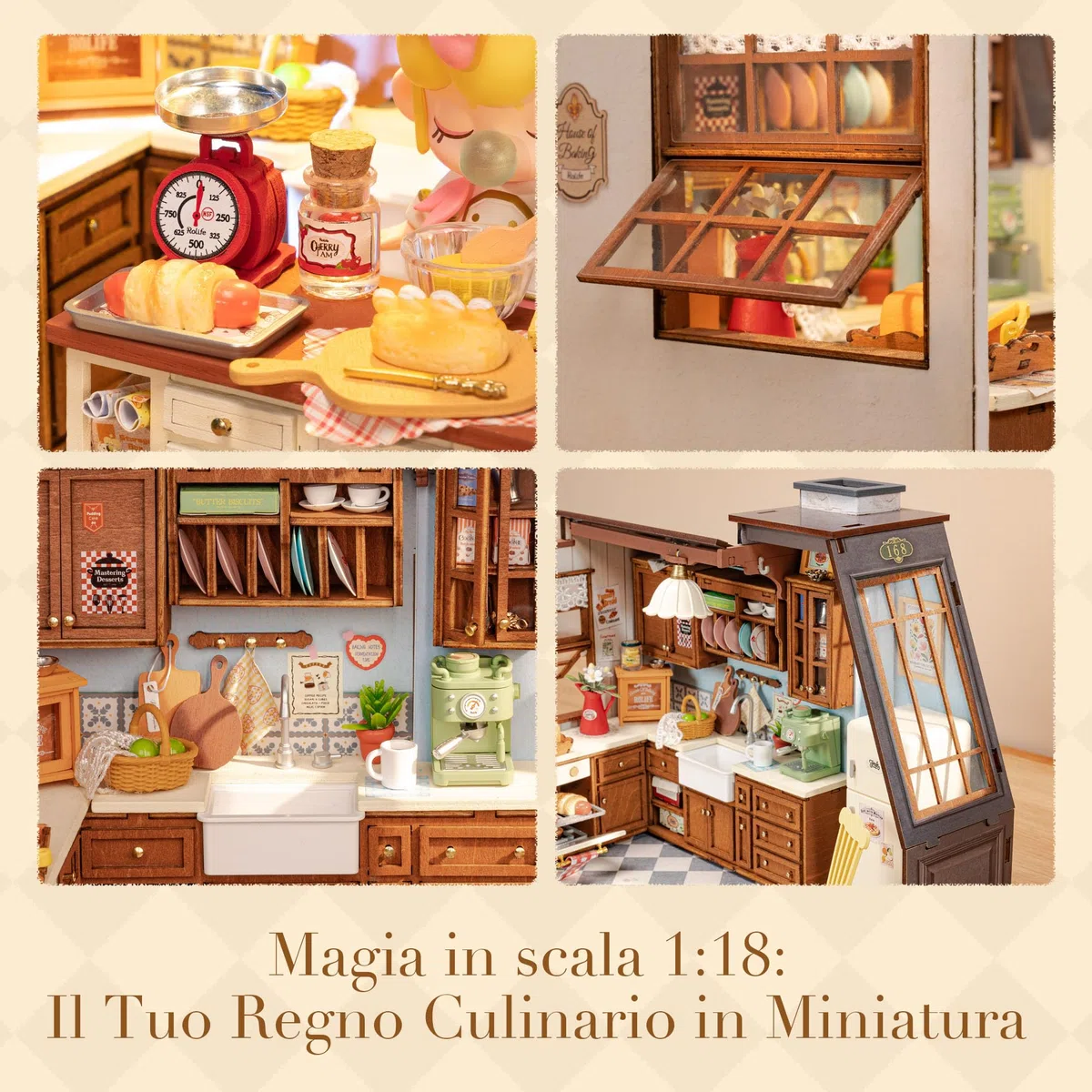Rolife Miniature Casa - Kit Casa in Miniatura DIY Cucina da Forno, Modellismo da Costruire Adulti Casa delle Bambole in Legno Puzzle 3D per Adolescenti