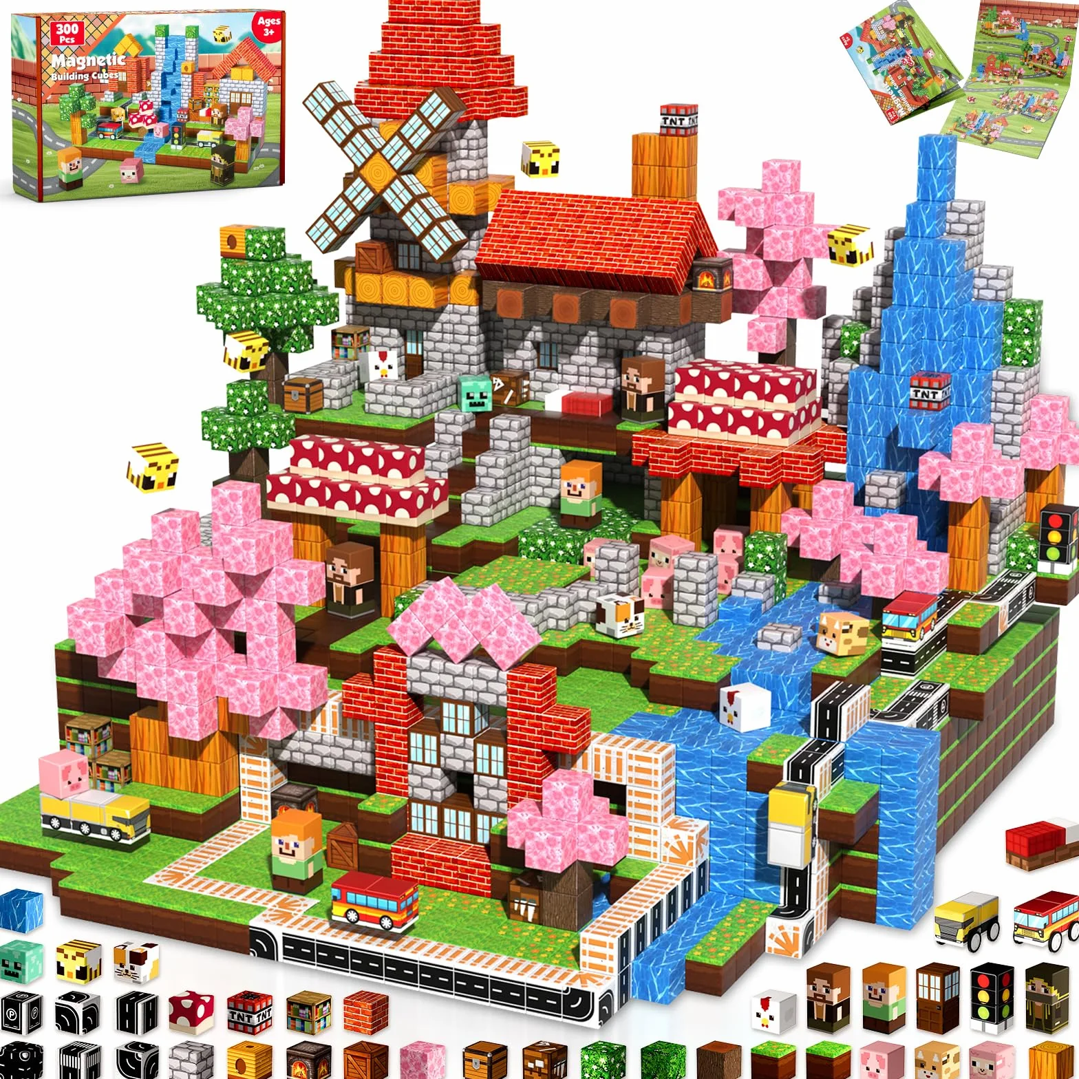Goody King Costruzioni Magnetiche per Bambini 300 Pezzi - Avventura nel Bosco: Costruisci un Accampamento, Scopri gli Animali e Crea le Tue Storie! Giocattolo Educativo per Età 4-12 Anni