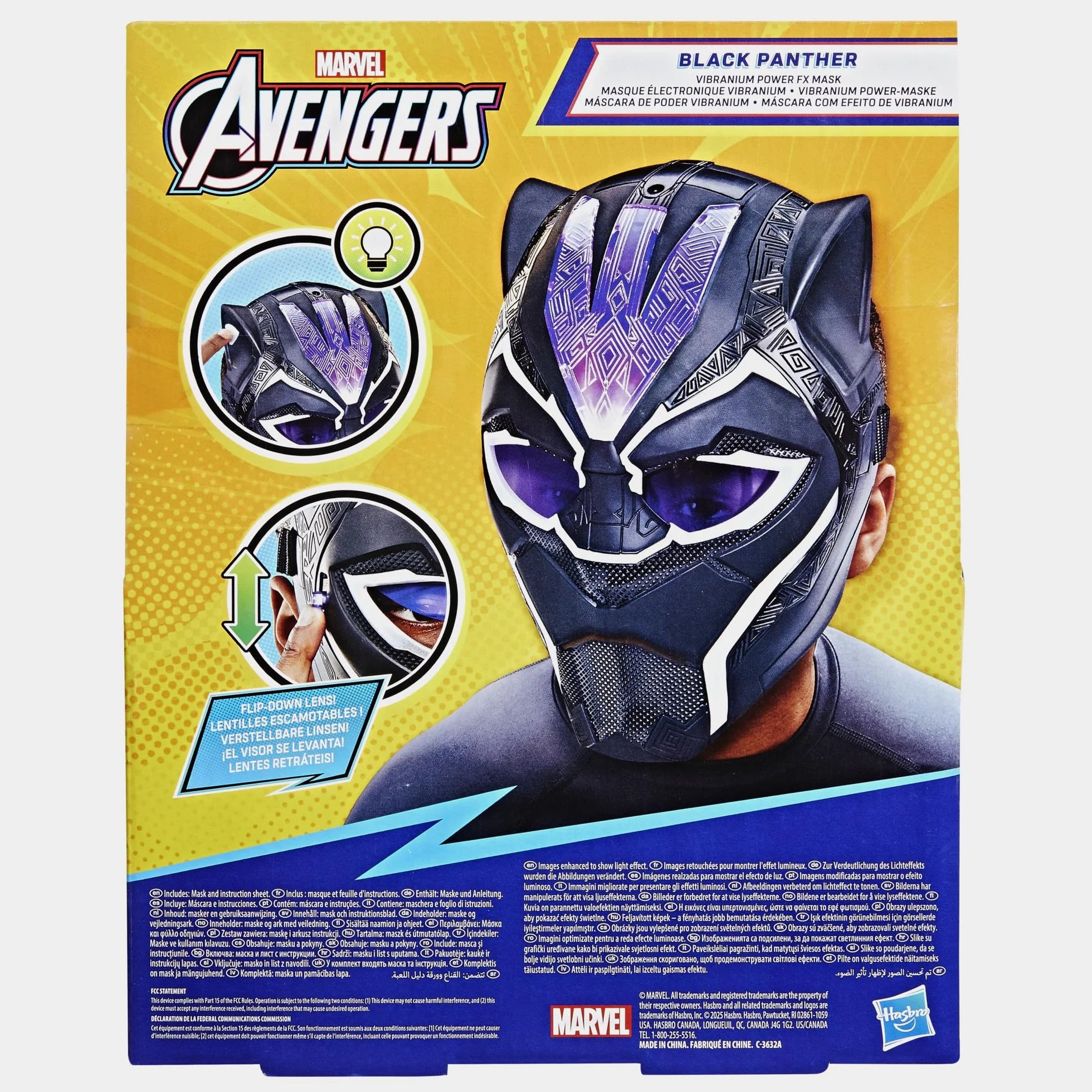 Hasbro Marvel Avengers, maschera Vibranium con effetti speciali di Black Panther, giocattolo per roleplay elettronico