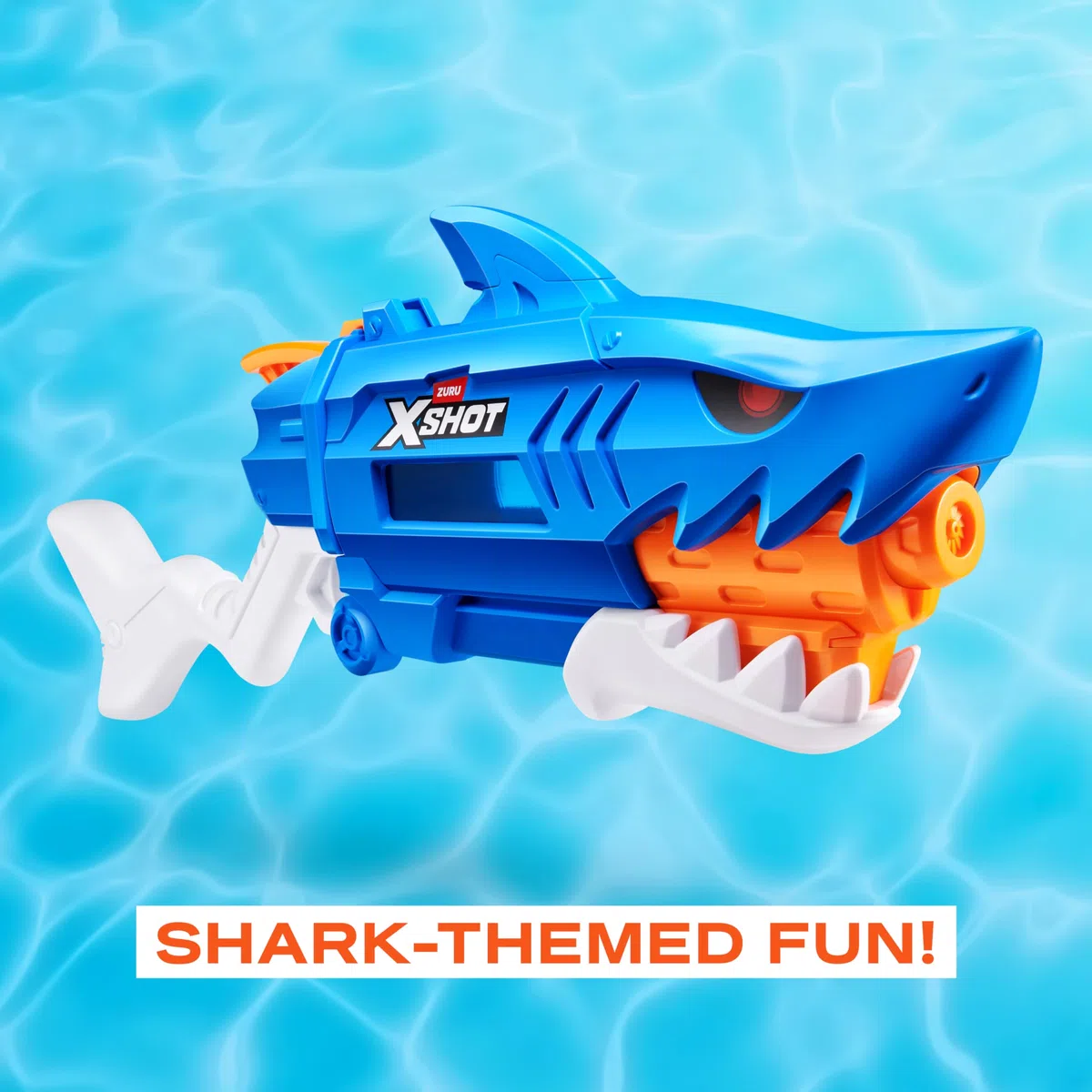 XSHOT Fast-Fill Shark Attack Water Blaster by ZURU: Blaster d'acqua a riempimento rapido, design a squalo, getto 10m, serbatoio 750ml. Per bambini 5+, divertimento all'aperto.