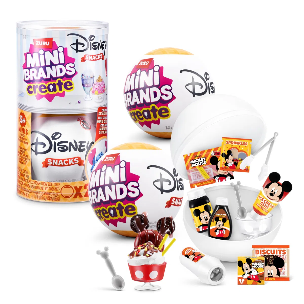 Capsula Mini Brands Create Disney Snacks Serie 1 di ZURU, oggetti da collezione in miniatura ufficiali, confezione con oggetto misterioso a sorpresa, dai 8 anni in su (2 capsula)
