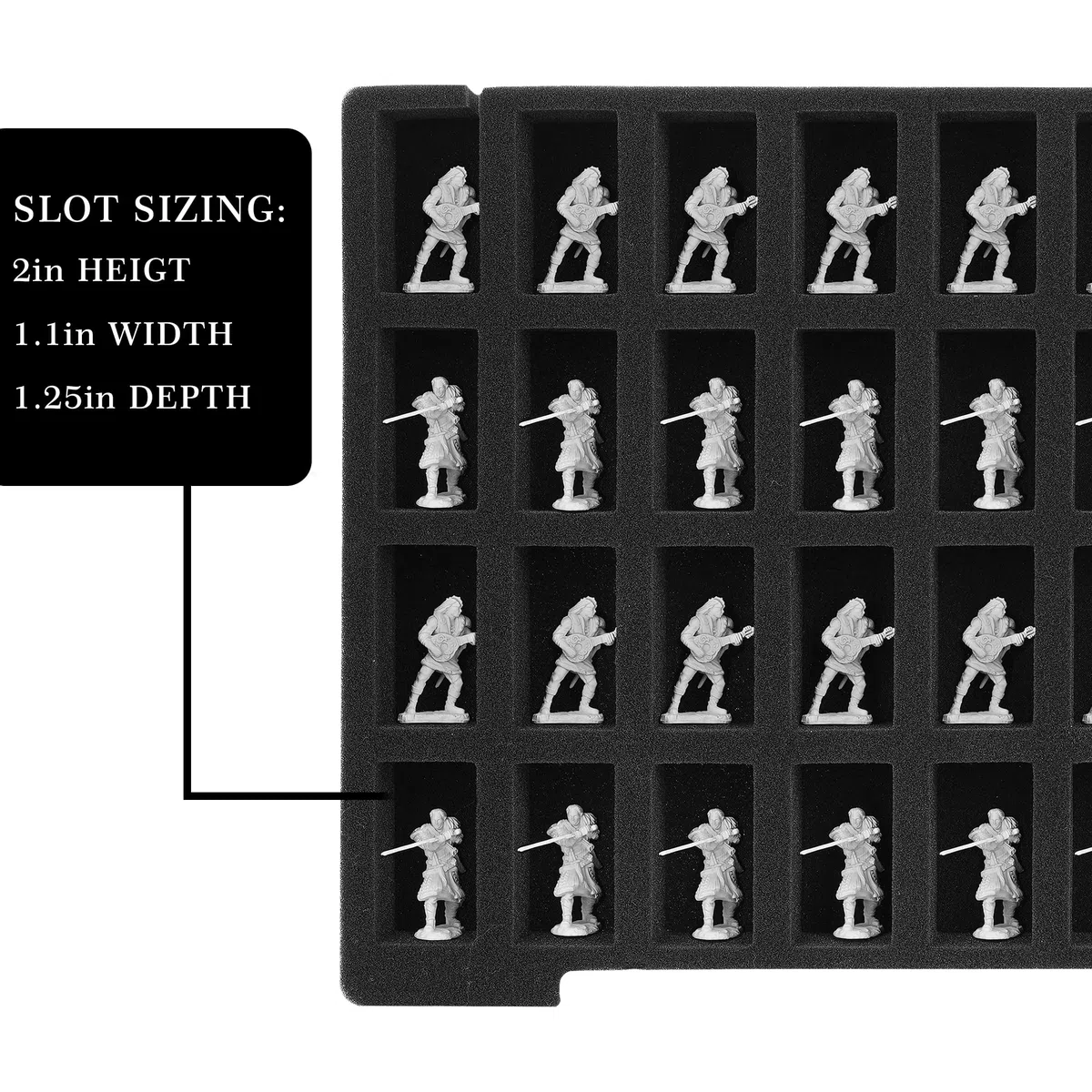 Risou Custodia robusta per il trasporto di statuette in miniatura, con 108 scomparti, compatibile con 40k, D&D e altro (nero)