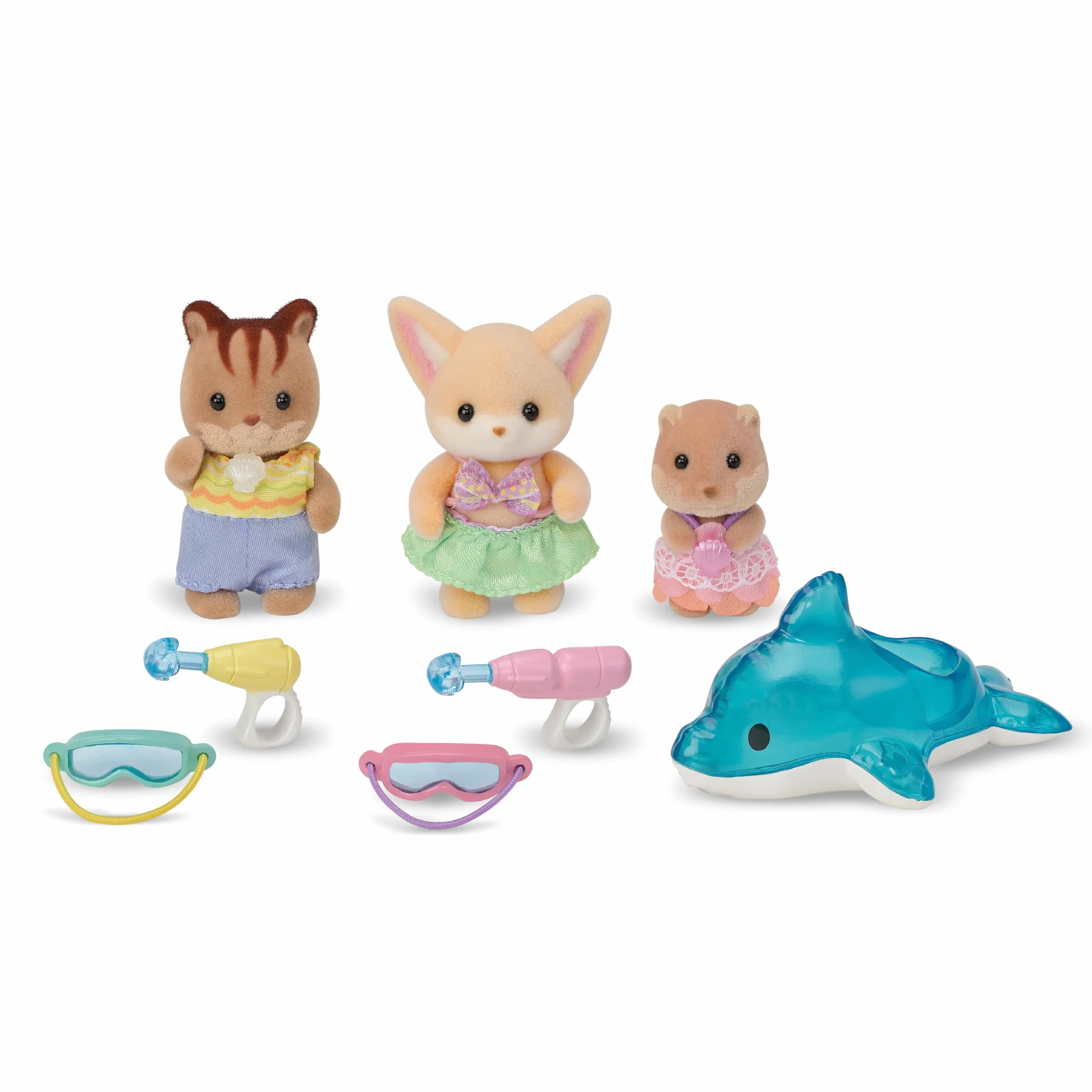 Sylvanian Families - Amici dell'Asilo - Trio in Piscina – Set Bebè con Costumi, Delfini e Giochi d'Acqua – Modello 5749