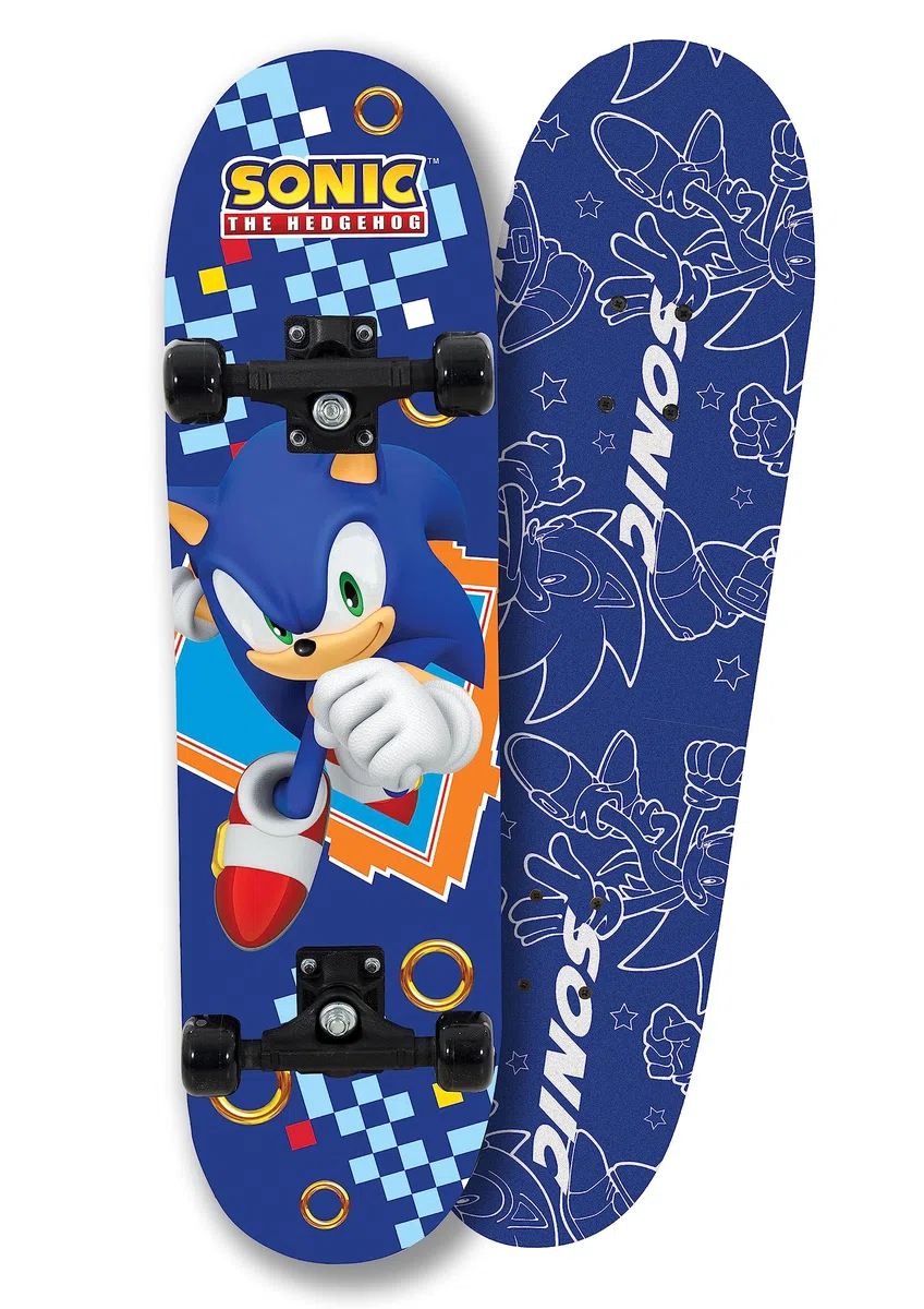 Sonic Deluxe - Skateboard per bambini principianti, con licenza ufficiale, tavola a 7 strati, ruote in PVC liscio, per una maggiore stabilità, equilibrio e coordinazione, età 5+