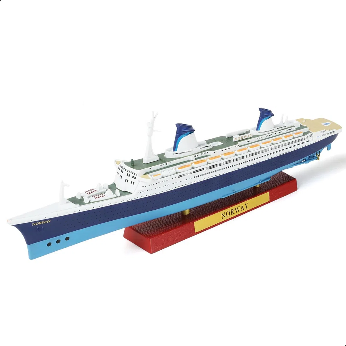 1/1250 SS Norway Cruise Ship Model Classic Alloy Metal Die-Cast Boat Model Legendary Norwegian Cruise Line con espositore in venature del legno Adatto per collezione o regalo per adulti
