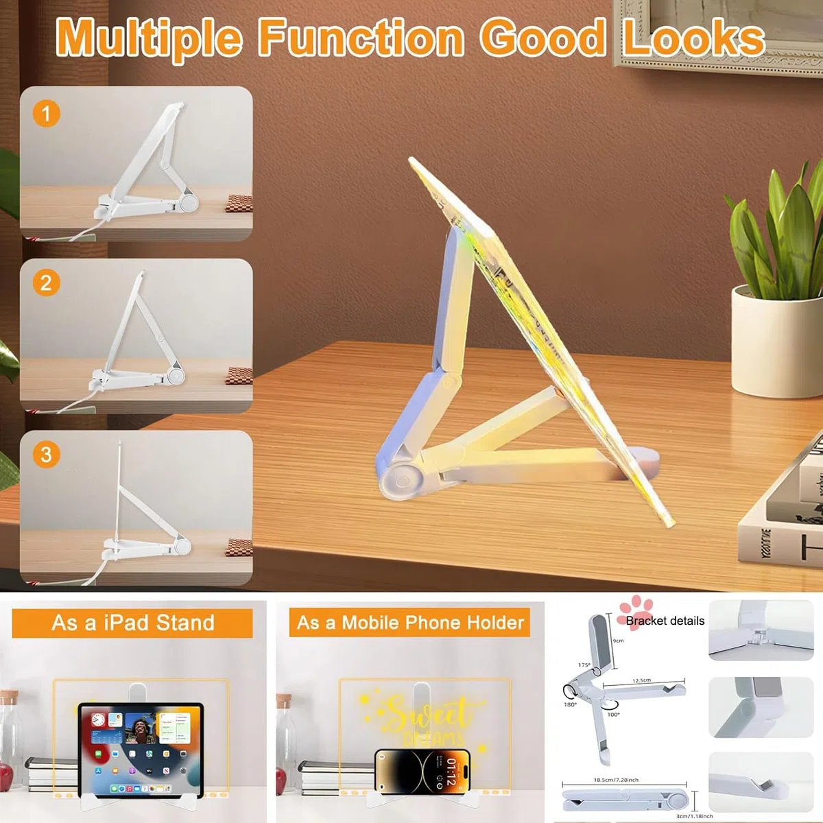 Lavagnetta LED con Colori, Bacheca Luminosa in Acrilico, Lavagna Trasparente con Luci LED, Bacheche LED per Scrivere, Lavagna LED per Disegnare per Bambini con Supporto, 7 Pennarelli - 30 * 20 cm