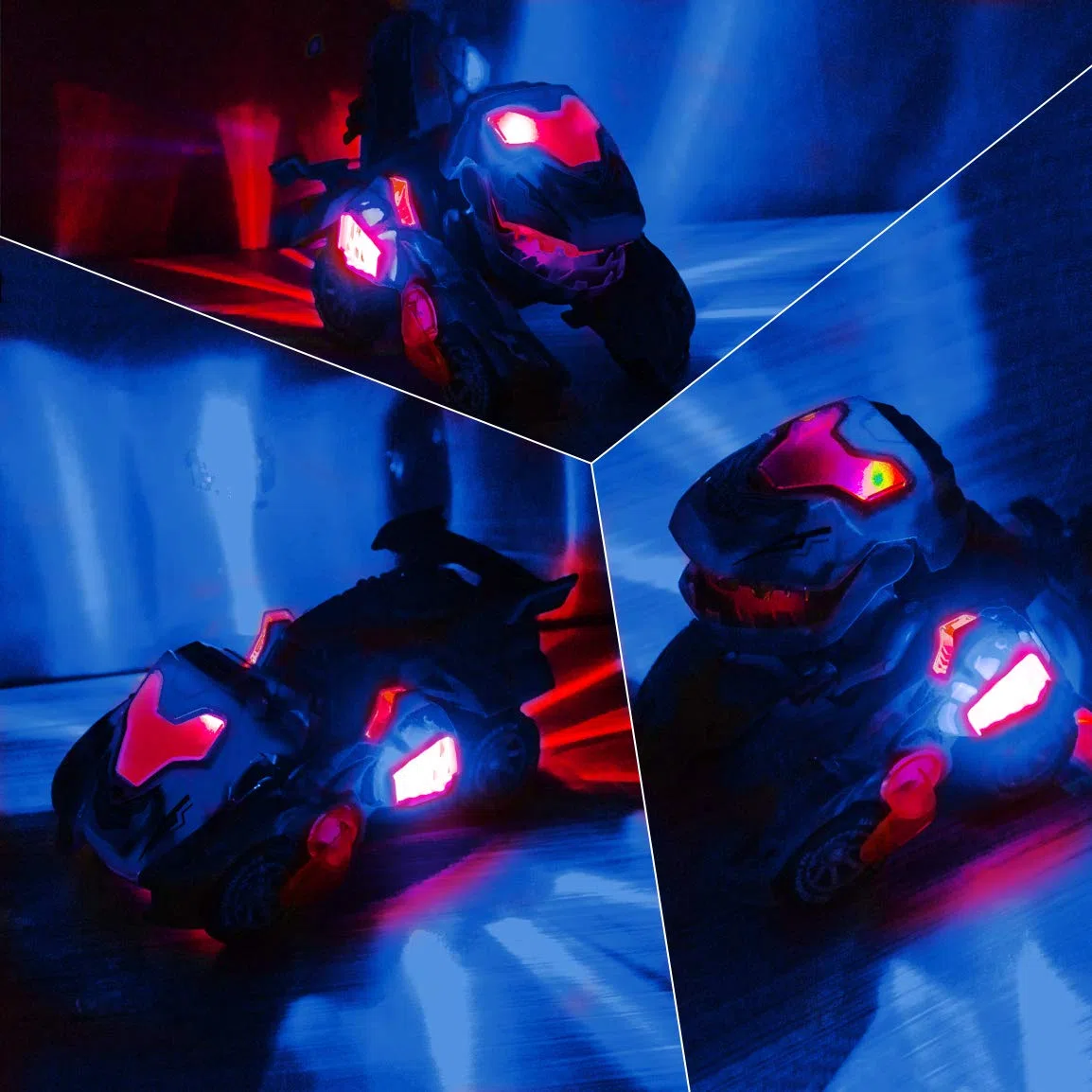 Highttoy Dinosauro Robot Giocattolo Bambino 3 4 5 6 Anni Maschio, Macchina Trasformabile in Dinosauro Automatico con con Luci e Musica, Regalo Bambino 3 4 5 6 Anni, Blu