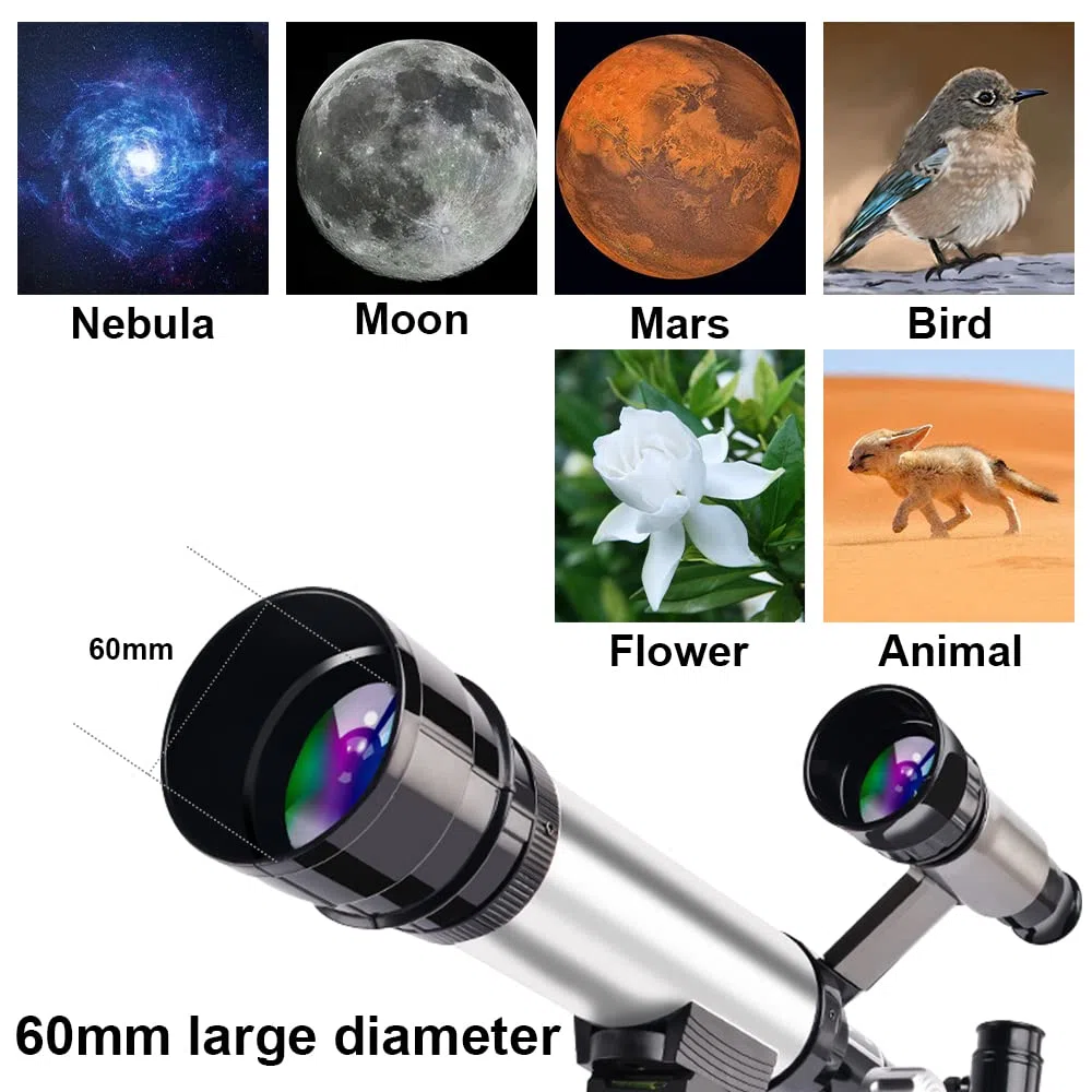 Telescopio per Bambini 60mm Telescopio Astronomico con Treppiede Telescopio Portatile Regolabile Giocattolo per Bambini Adolescenti