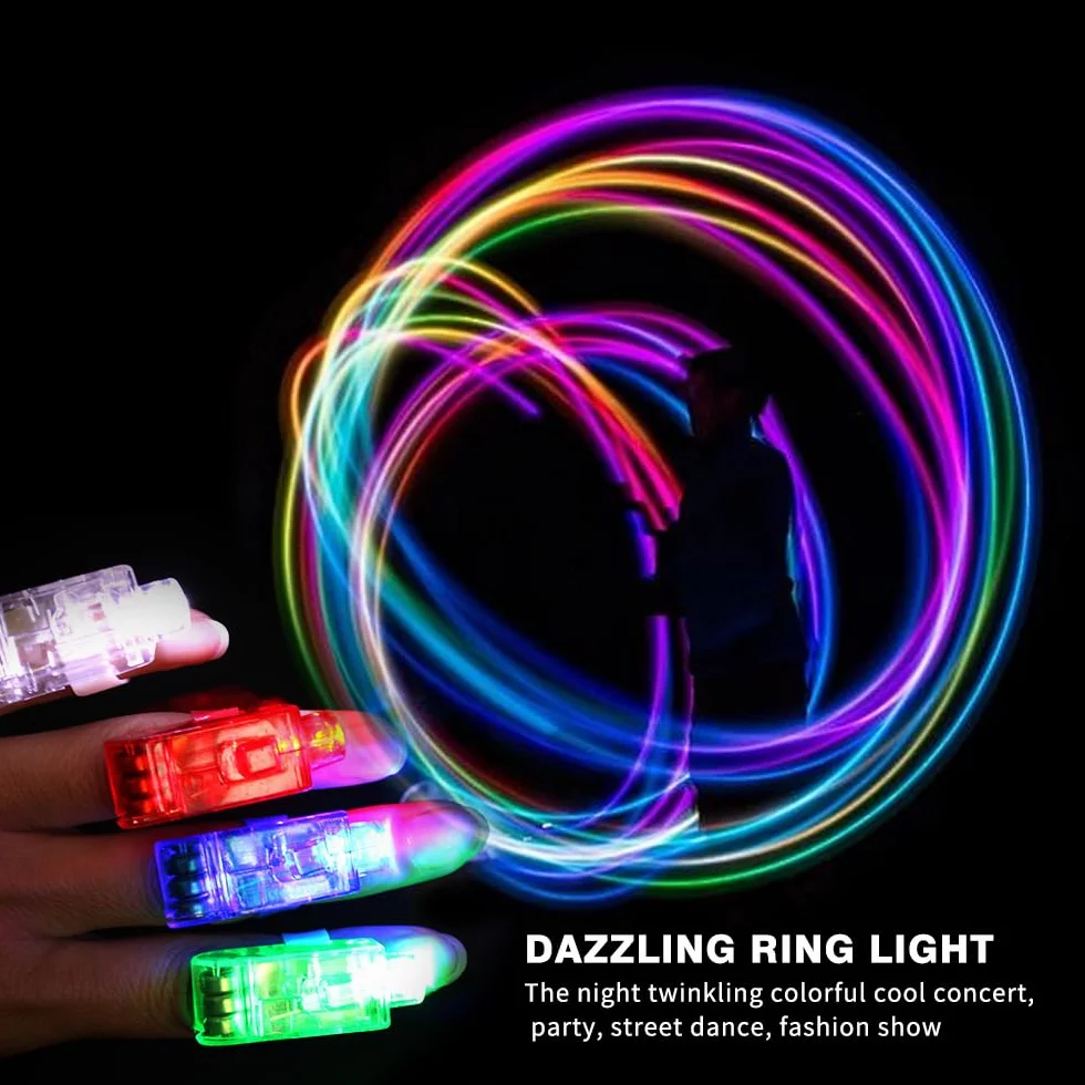 60 Pcs Elastico Luci da Dito LED, Bomboniere per Feste di Compleanno, Luci da Dito, Lampeggiante Light Up Anelli, Mini Giocattoli Luminosi per Natale, Halloween (Multicolore)