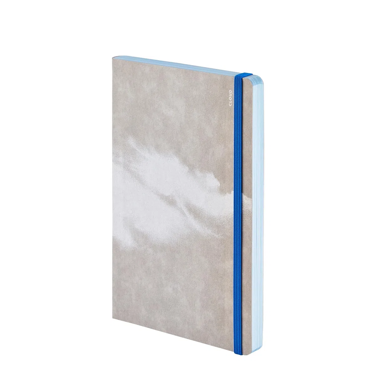 nuuna Inspiration Book M Quaderno A5, pagine colorate blu nuvola con motivi, 120 g, carta di alta qualità, JeansLabel grigio, prodotto in Germania in modo sostenibile