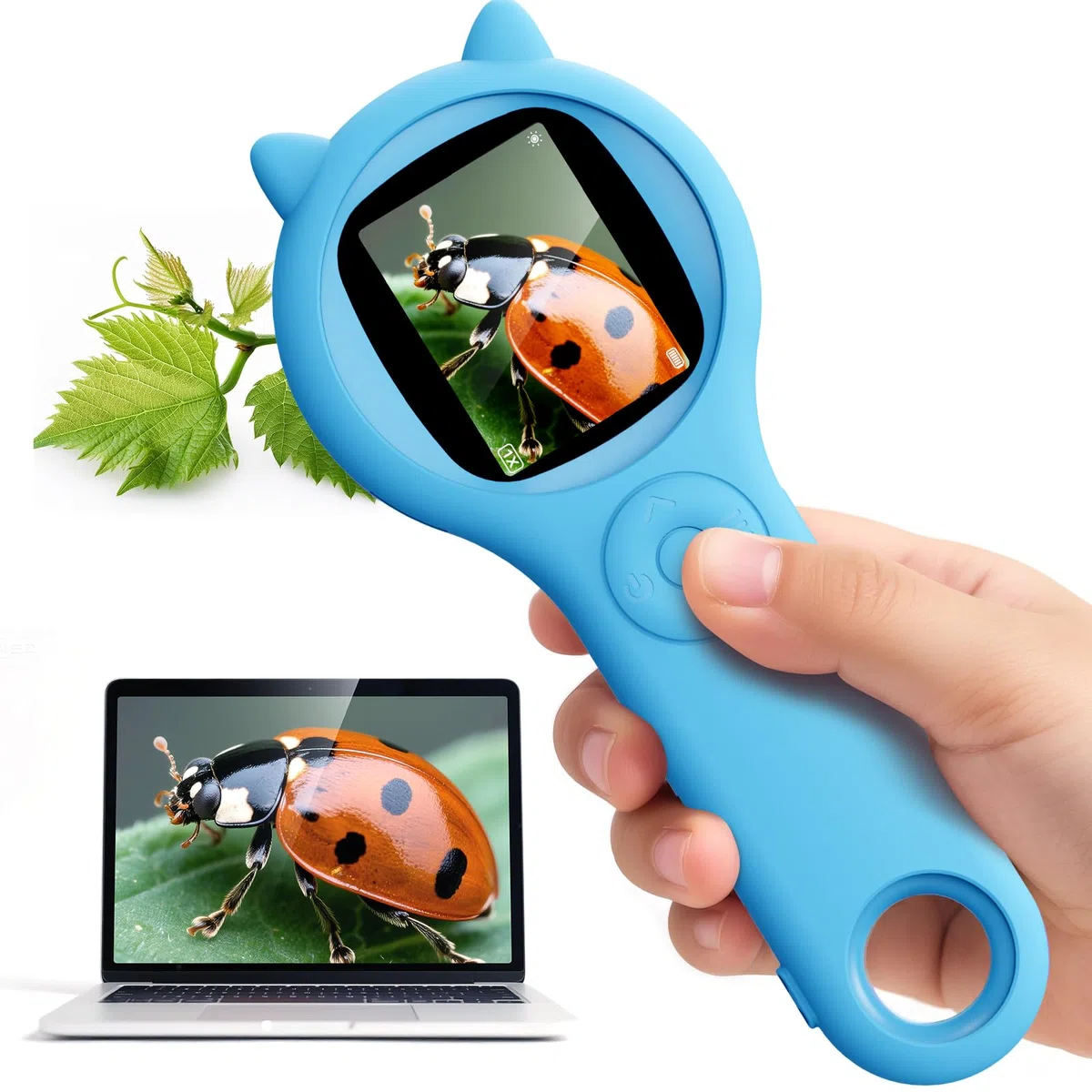 Microscopio per bambini 200X- 2 Pollici Microscopio Portatile con 8 LED Regolabili, MicroscopioDigitale Supporta la Registrazione di Foto e Video, Regalo di Natale per Bambini dai 3-12 Anni