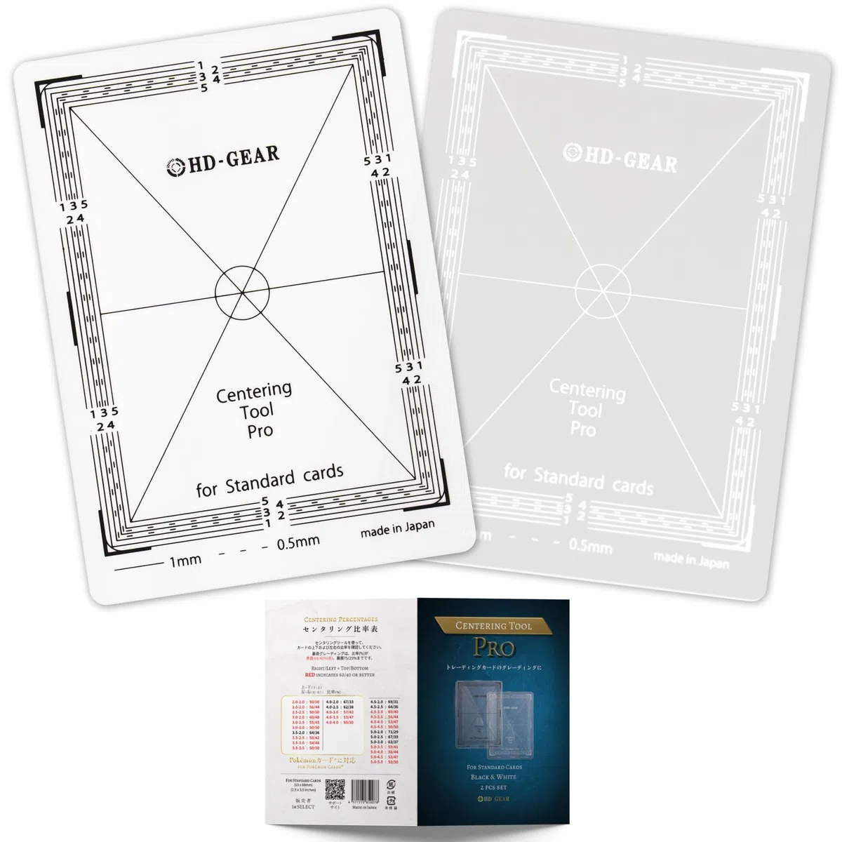 Centering Tool Pro Kit di classificazione carte Pokémon PSA Nero e bianco per carte di dimensioni standard