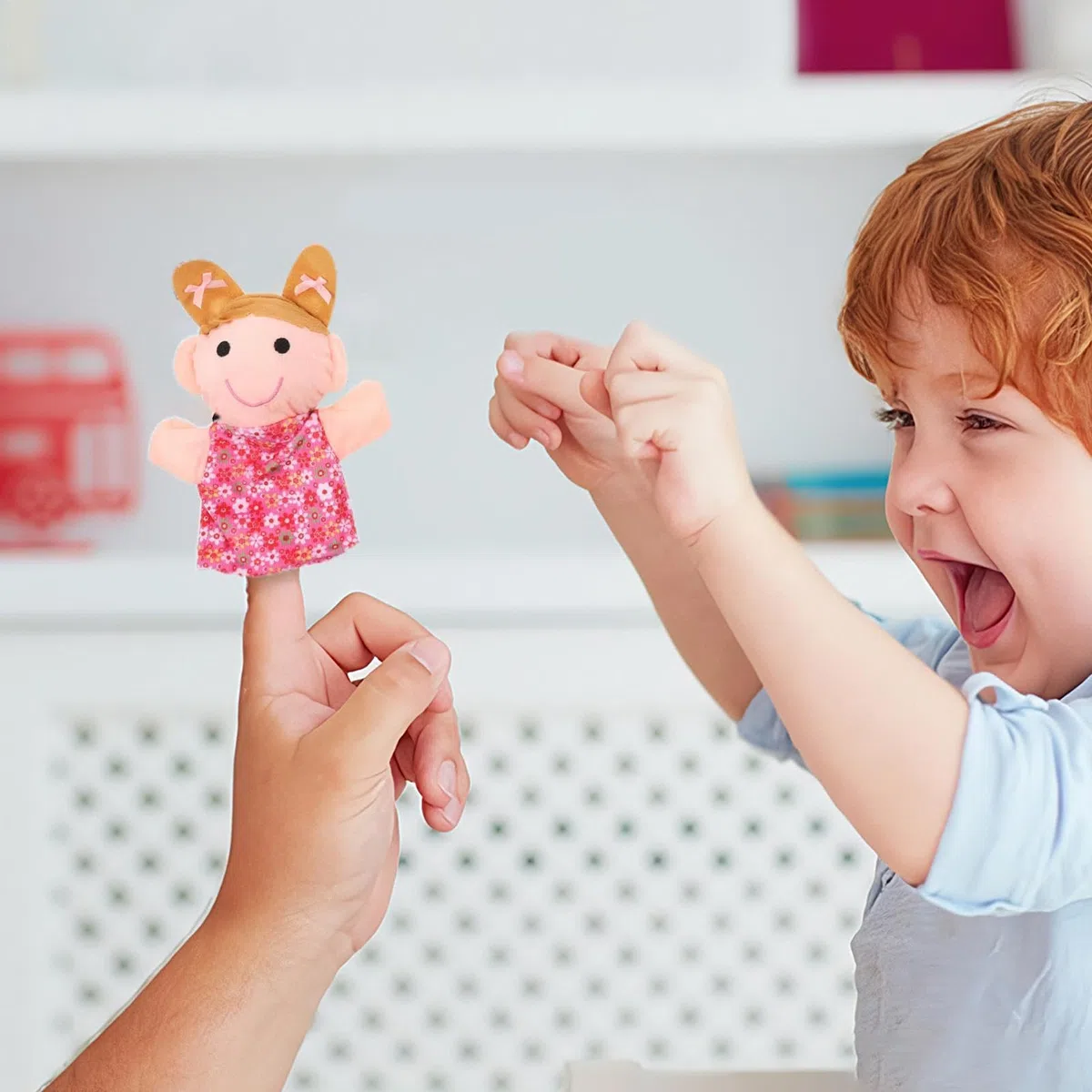 Set di 6 burattini a mano in stile familiare, burattini a mano per bambini, morbidi pupazzi in peluche, set di burattini a mano per i membri della famiglia, per raccontare storie, insegnare