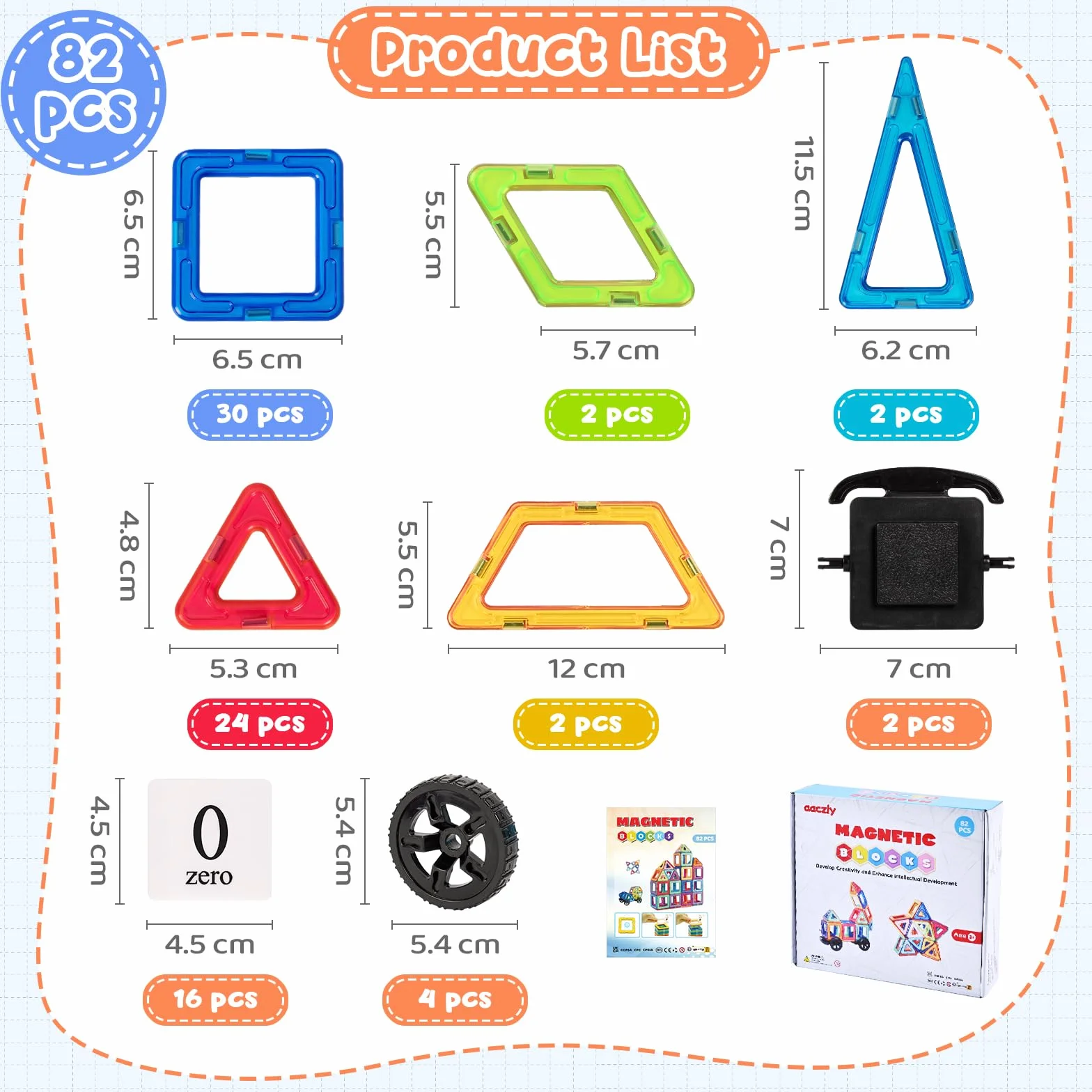 Costruzioni Magnetiche Bambini 82 Pezzi Blocchi Magnetici per Bambini 3D Blocco Magnetico Costruzioni Giocattolo Magnetiche Educativi Calamite Montessori per 3 4 5 6 7 8 Anni