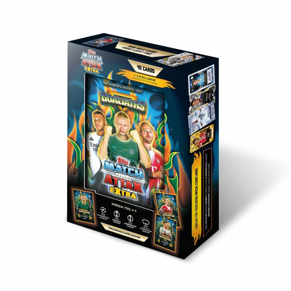 Topps UCC Match Attax Extra 2026 - Mega Tin - Goliaths - contiene 48 carte di cui 3 carte Goliaths LE.