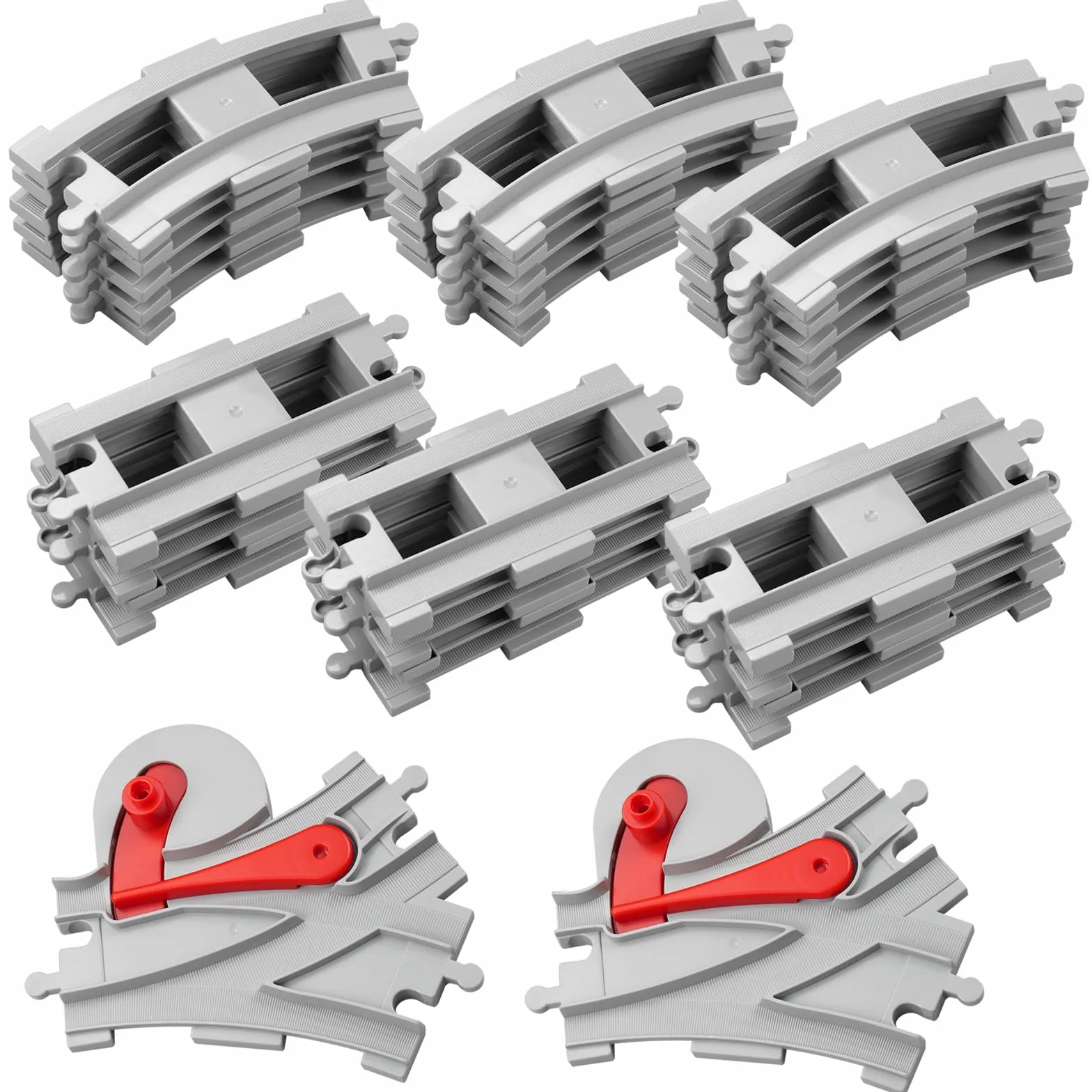 48pezzi City Binari Treno Set di Espansione Città Binari con 35 Binari Curvati, 11 Binari Diritti, 2 Binari Incrociati, City Binari Idee Regalo per Bambini