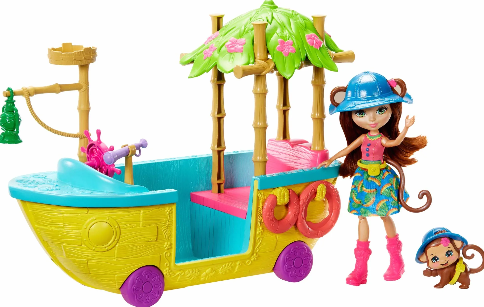 Enchantimals, Playset Barca della Giungla, Bambola e Accessori, Giocattolo per Bambini 4+Anni, GFN58