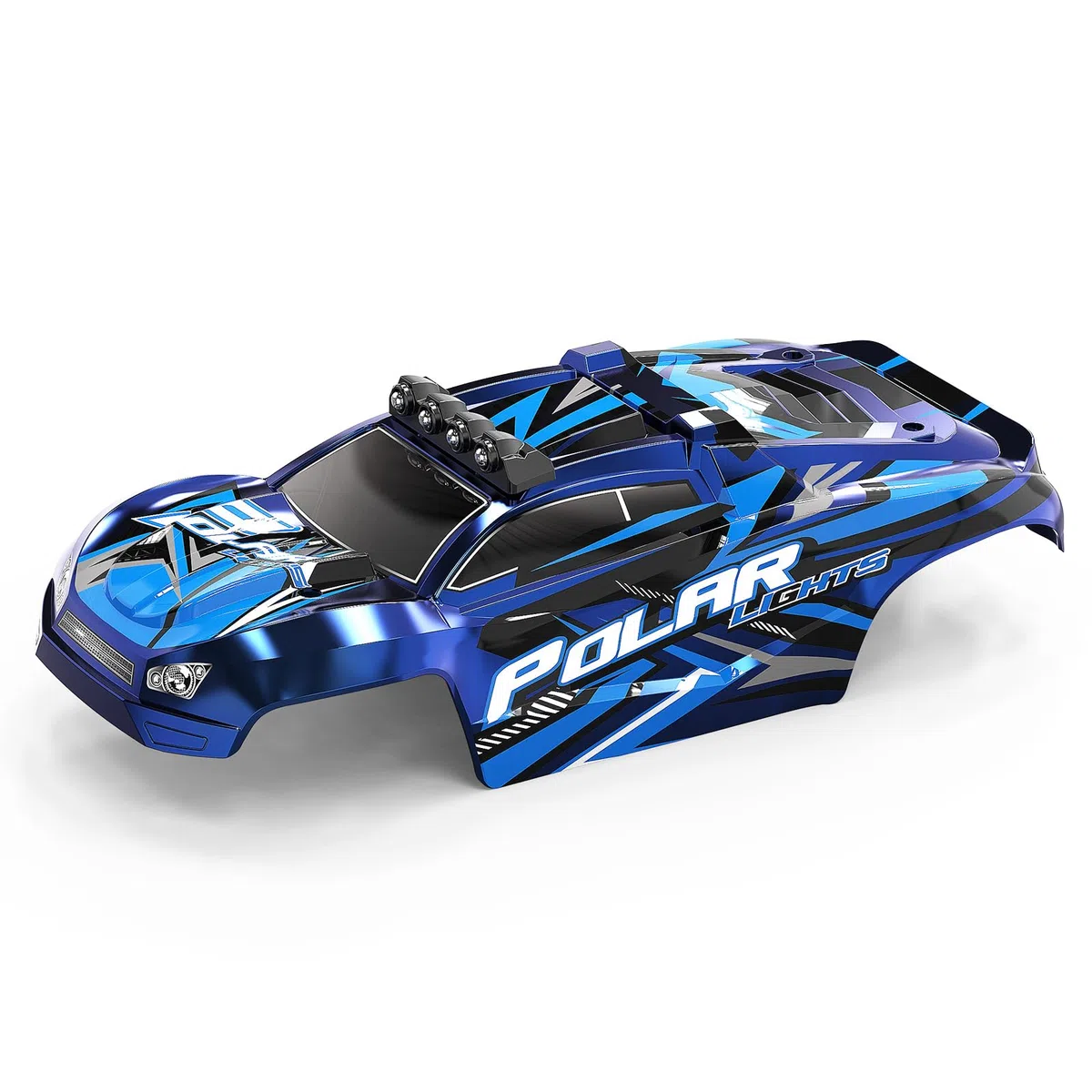RC Car Carrozzeria Ricambio 1:14 - Robusto corpo in PVC con striscia luminosa a LED, blu nero, compatibile con HS14322
