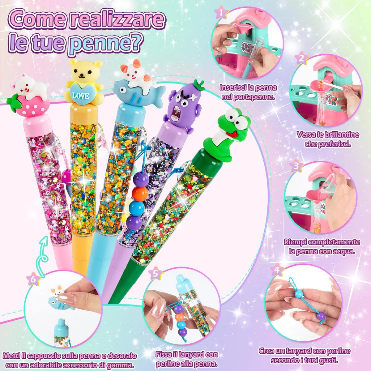 Kazzley 78+ PCS Fabbrica di Penne a Forma di Casa, Arti e Mestieri per Ragazze 6 7 8 9 10 12 anni, Kit di Creazione di Penne Personalizzabili, Giocattoli Regalo per Bambini e Ragazze in Comunione e