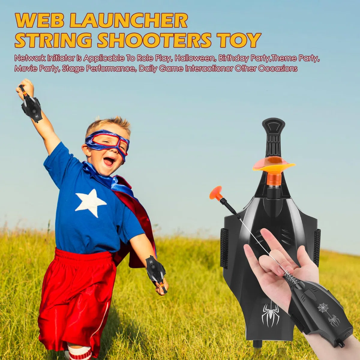 Towwoo Spider Web Shooter, guanto lanciatore Spider Cosplay guanto 3 m Launcher set giocattolo polso elettrico avvolgimento automatico cavo (Aggiornamento)