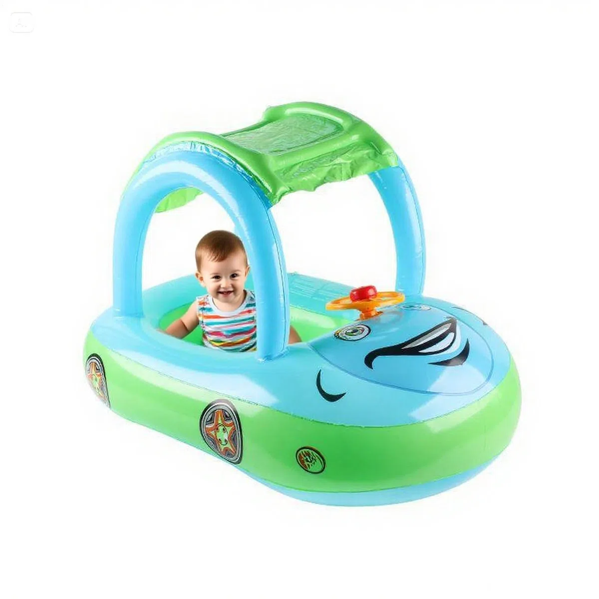 Galleggiante Per Nuoto Per Bambini | Galleggiante Piscina Per Ragazzi - Auto Gonfiabile Giocattolo Allenatore Con Protezione Solare Per Lago Piscina Estate