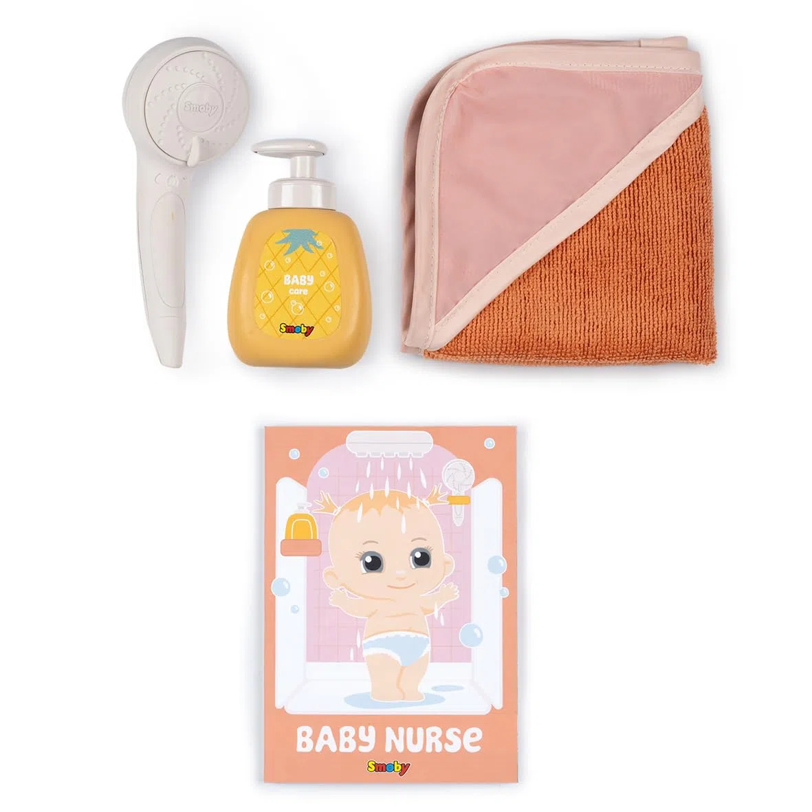 Smoby - Baby Nurse - Doccia - per Bambole Fino a 40 cm - Soffione Doccia Funzionale - Numerosi Accessori - Materiale Riciclato - dai 3 Anni