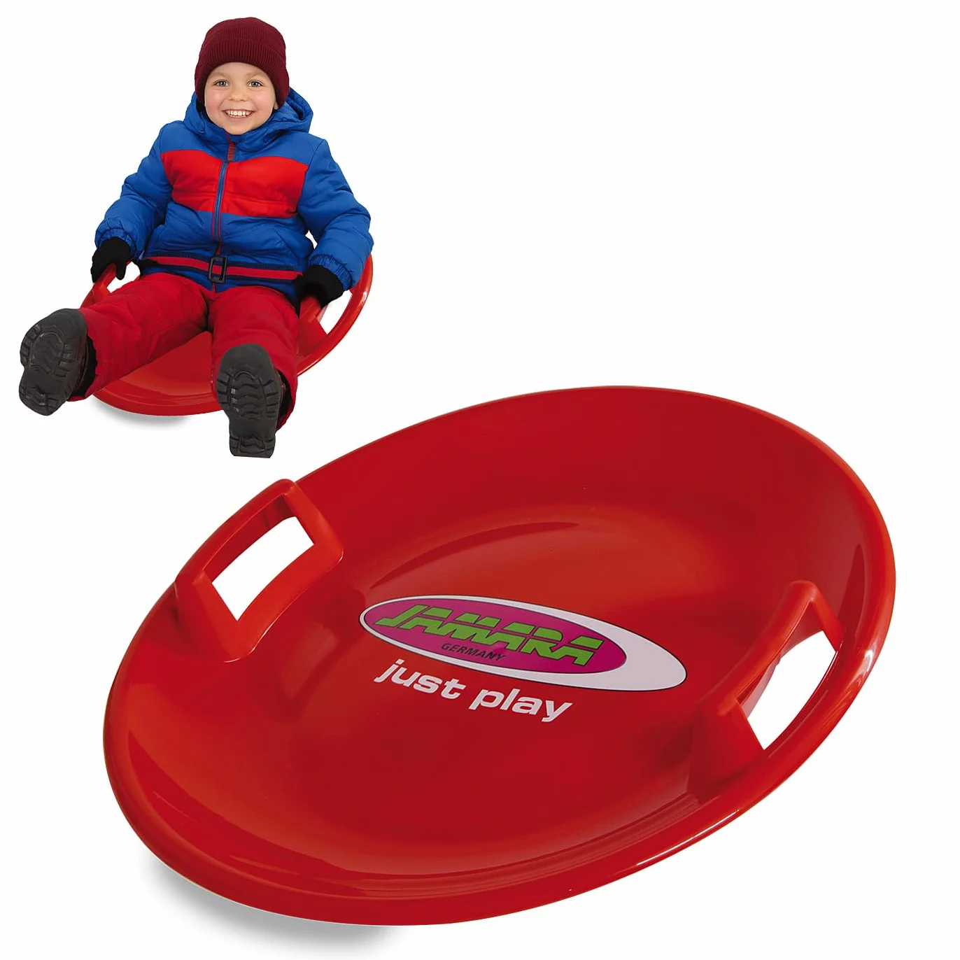 JAMARA - Piatto antiscivolo "Snow Play", 60 cm, manici su entrambi i lati, corpo in plastica resistente, peso leggero solo 555 g