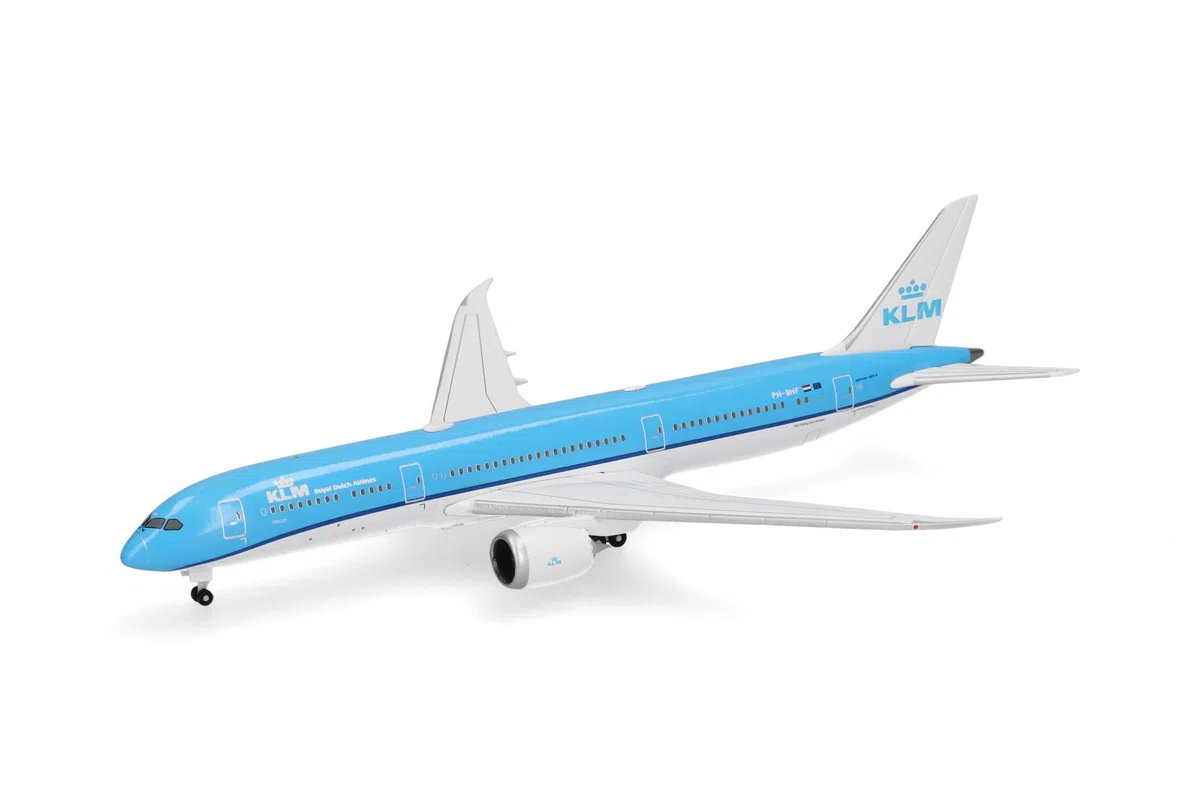 Herpa aereo in miniatura KLM Boeing 787-9 Dreamliner, miniatura in scala 1:500, pezzo da collezione, modello di aereo senza base, metallo