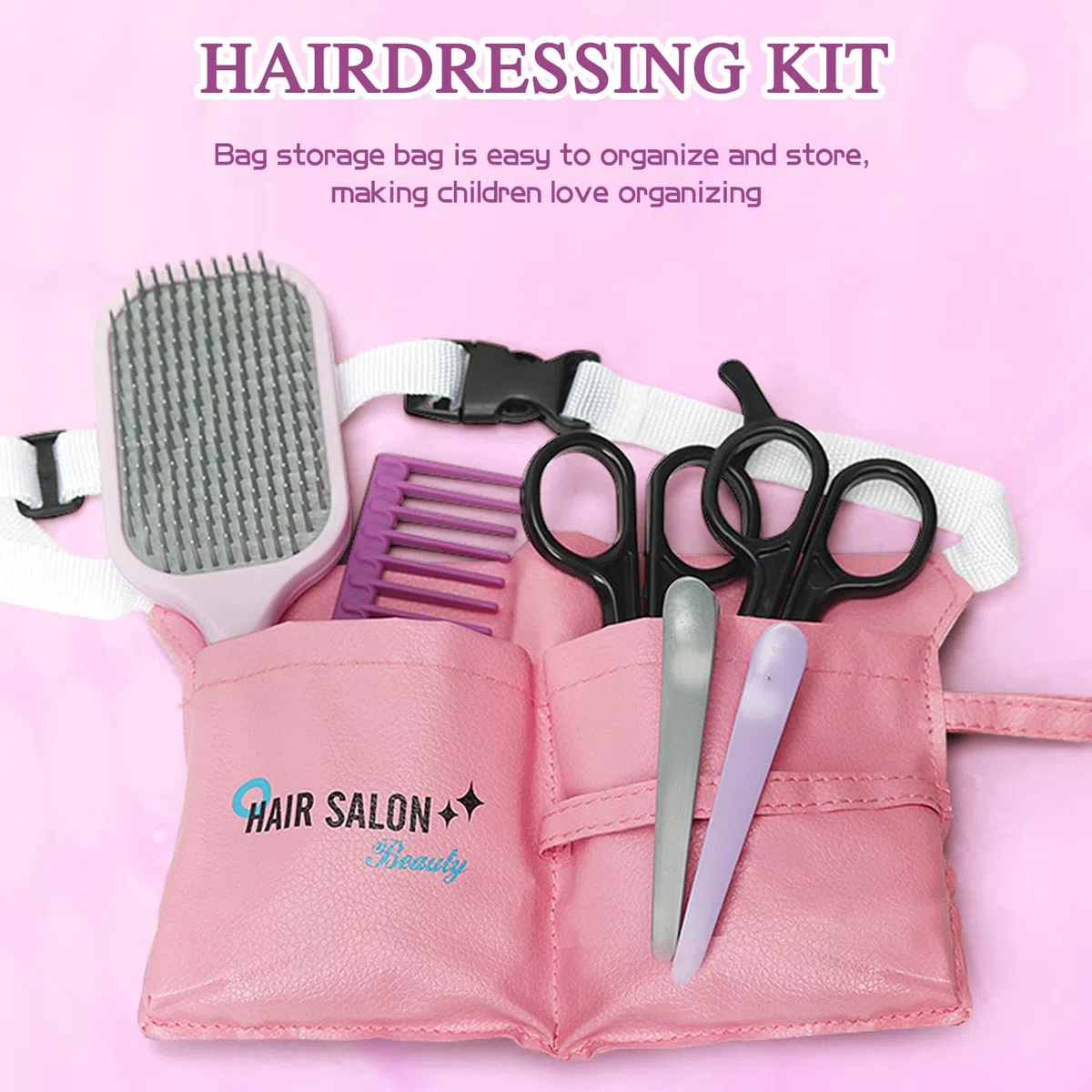 Set Parrucchiera Bambina,14 Pezzi set di Bellezza per Parrucchiere e Cosmetico Include Trucco Finto e Accessori per Capelli,set da Gioco Parrucchieri per Bambini 3 4 5 6 7 Anni.