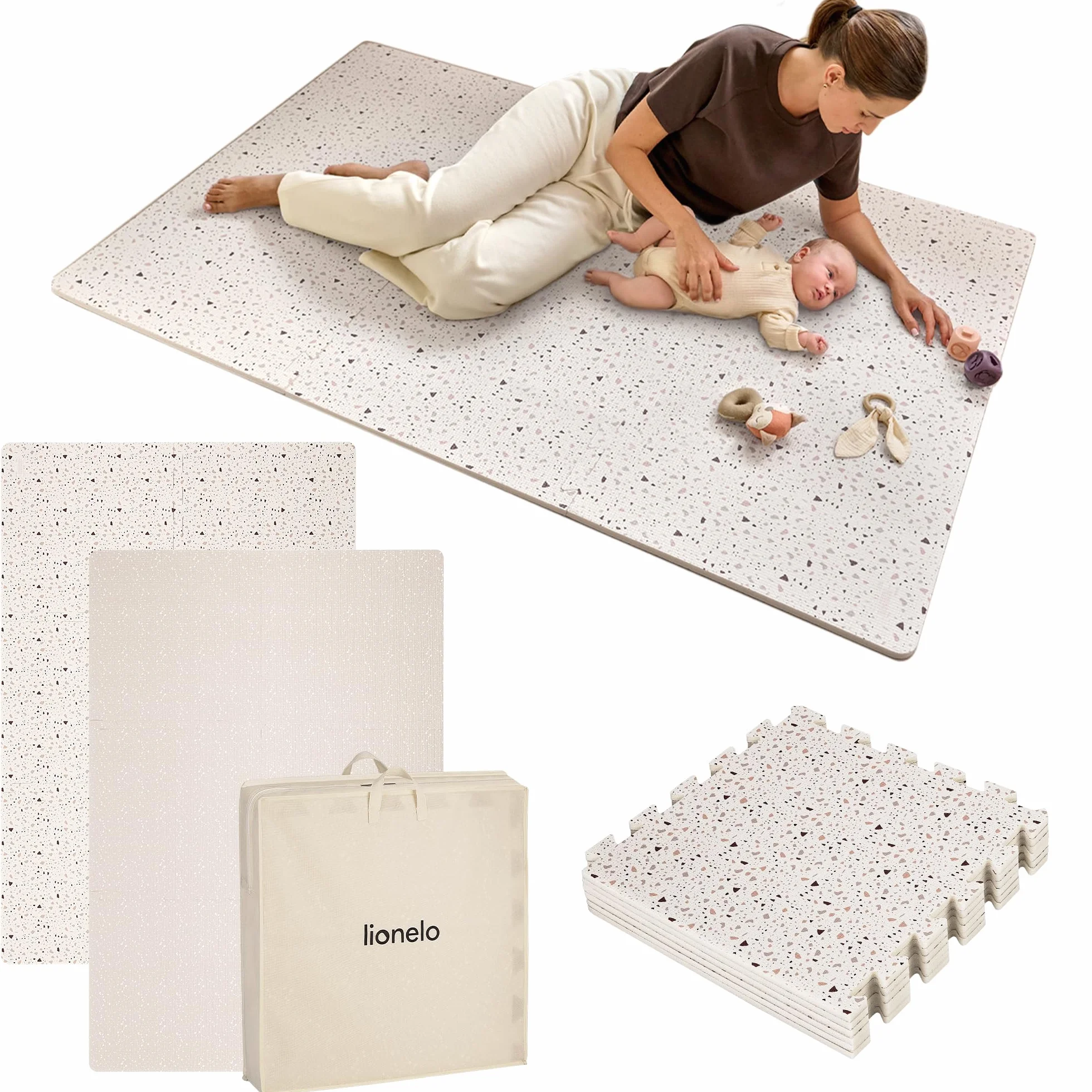 LIONELO YOKA Tappetino per Neonati e Bambini, 173 x 116 x 1,5 cm, Puzzle 6 Pezzi per Gattonare e Giocare Due Lati Atossico Inodore Antiscivolo Pulizia Facile