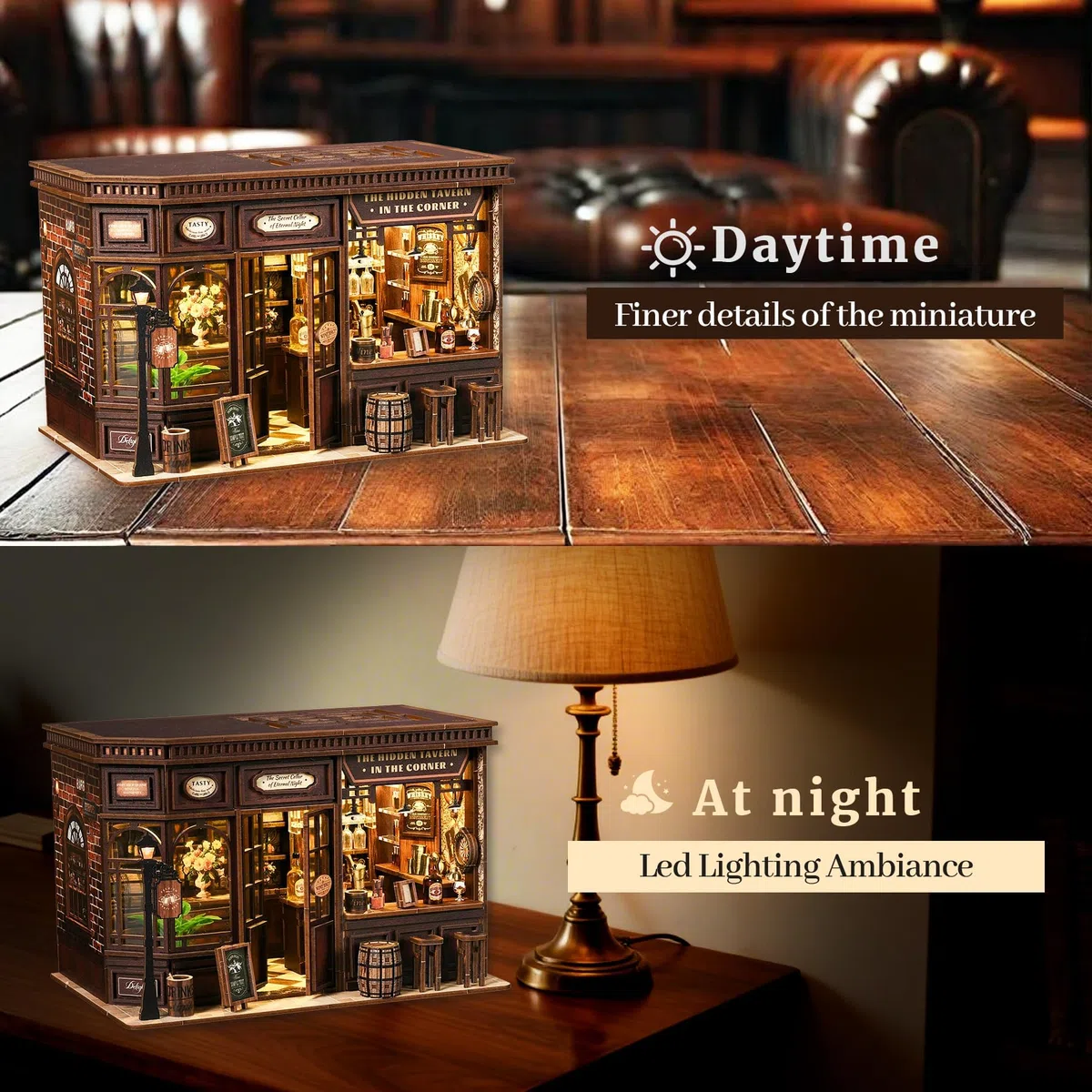 Kit Book Nook DIY per Adulti - Casa in Miniatura con Luci LED da Montare, Modellismo 3D Creativo per Decorare Librerie - Regalo Originale per Appassionati di Fai da Te