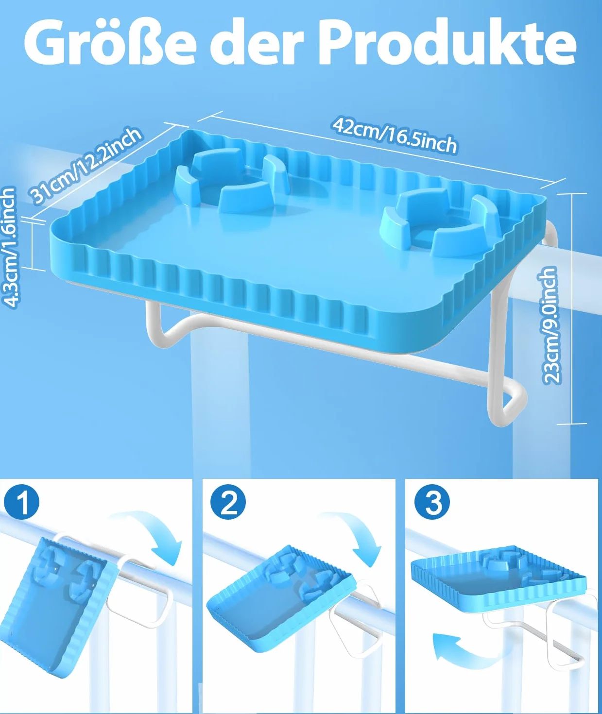 Piscina bar, tavolo da piscina, per piscine fuori terra, rotonde, rettangolari/ovali, portatile, tavolo da terrazza per piscina, accessori per piscina, blu