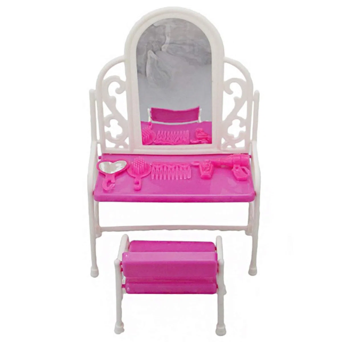 8 Pezzi/Set Accessori per Mobili Principessa Set Comò Regalo + Set Divano + Set Letto + Grucce per Camera da Letto Bambola Barbie