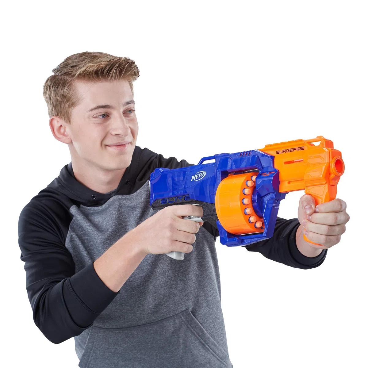 Hasbro Nerf E0011EU4 N-Strike Elite SurgeFire, Blaster con 15 dardi, Eta 8 + anni