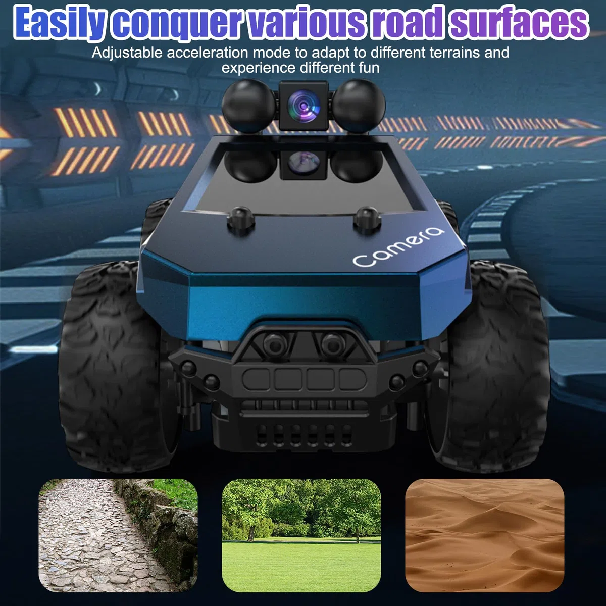 Auto telecomandata fuoristrada 1:28 con telecamera, auto giocattolo ad alta velocità, trasmissione WiFi in tempo reale, con controllo tramite APP, auto giocattolo RC per bambini e adulti