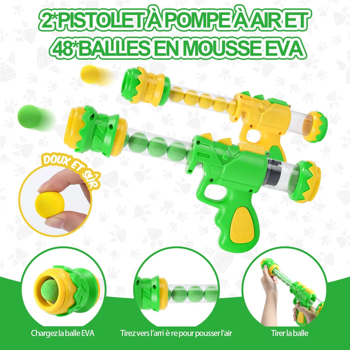 EagleStone Giocattoli da tiro a Forma di Dinosauro Mobile per Bambini con spruzzatura, Giocattolo da Gioco elettronico con 2 Pistole a Pompa, 48 Palline, Giocattoli Natalizi per Feste con Suono