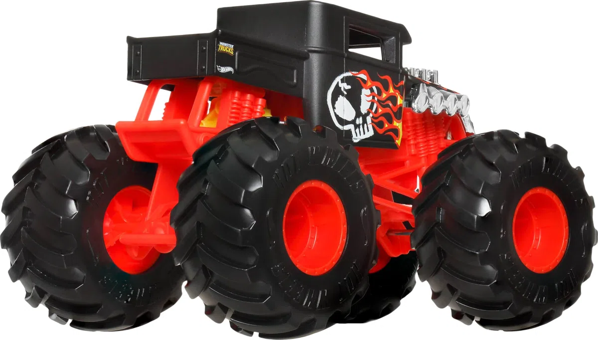 Hot Wheels Monster Trucks, Monster Truck di grandi dimensioni, scala 1:24, camion giocattolo pressofuso con ruote giganti e design alla moda